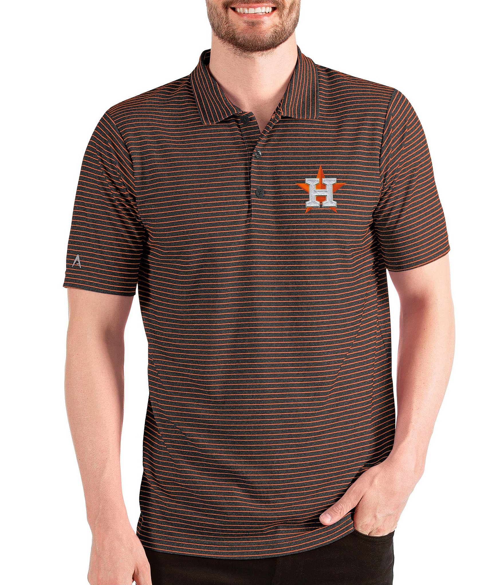 Antigua MLB Houston Astros Nova Short-Sleeve Colorblock Polo Shirt