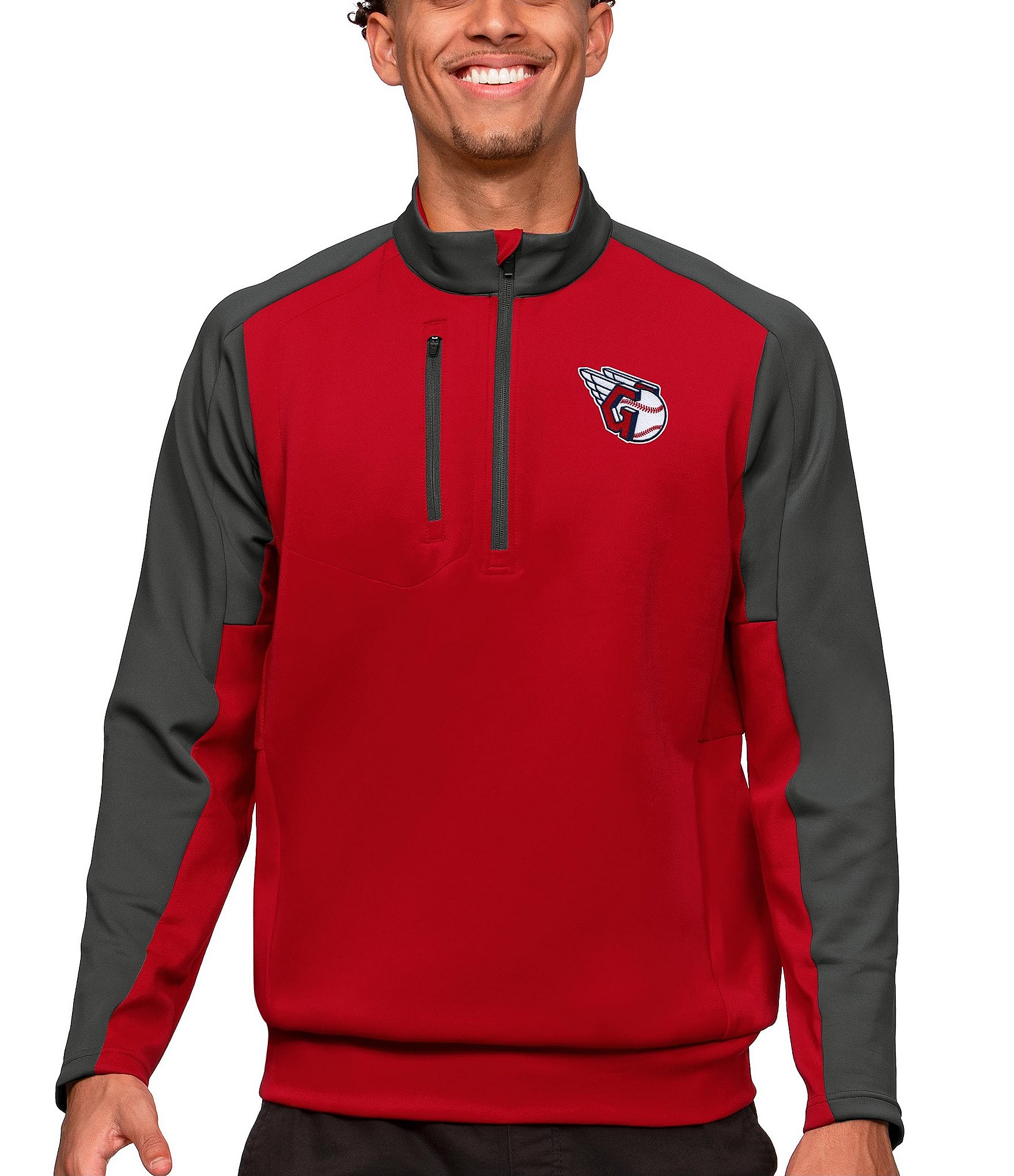 San Francisco 49ers Antigua Glacier Quarter-Zip Pullover Jacket - Black/Red, Size: Small