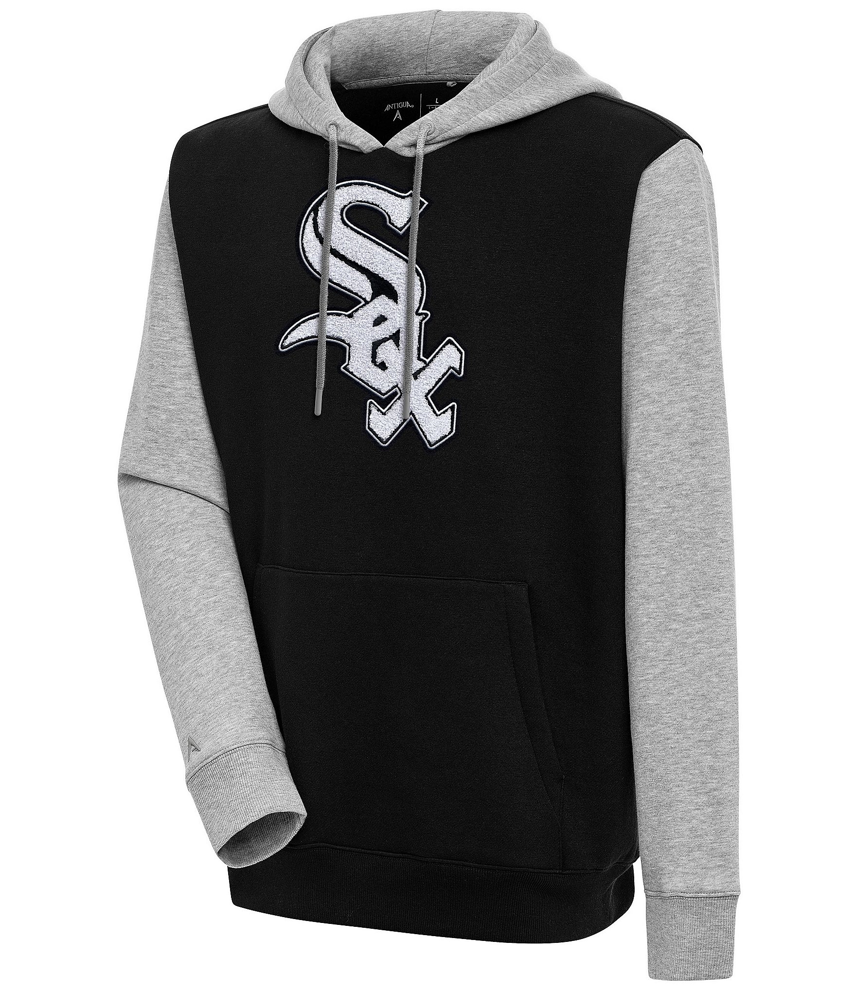 Antigua MLB Chenille Patch Victory Hoodie, Mens, XL, Chicago White Sox Black/Grey