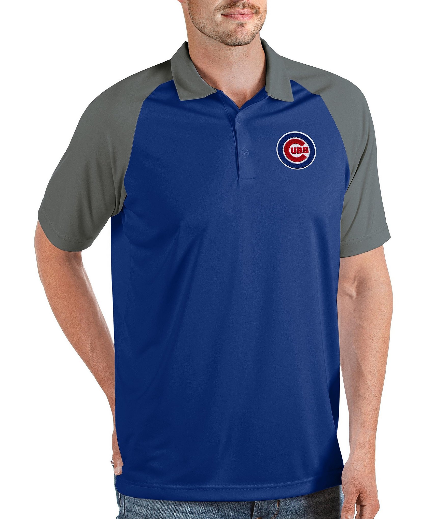 Chicago Cubs Polo Golf Shirt Men's Size Medium Red/Blue MLB Genuine  Merchandise