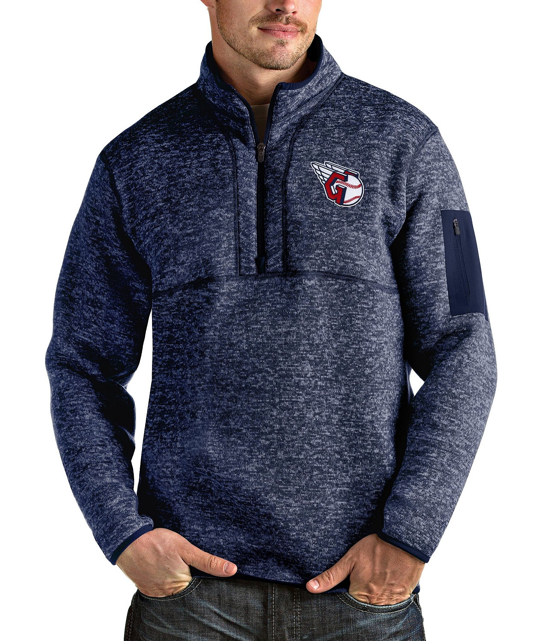 Antigua MLB Cleveland Guardians Fortune Quarter-Zip Pullover