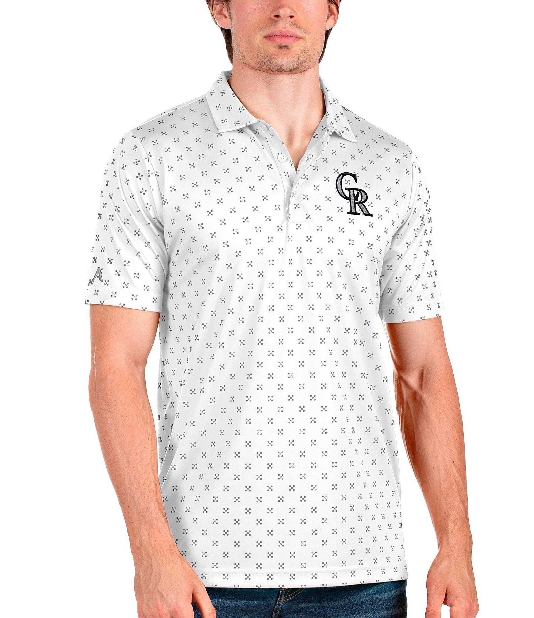 UMPS CARE AUCTION MLBUMPS CARE Logo Antigua Elite Polo Shirt Navy with  White Trim Size L  MLB Auctions