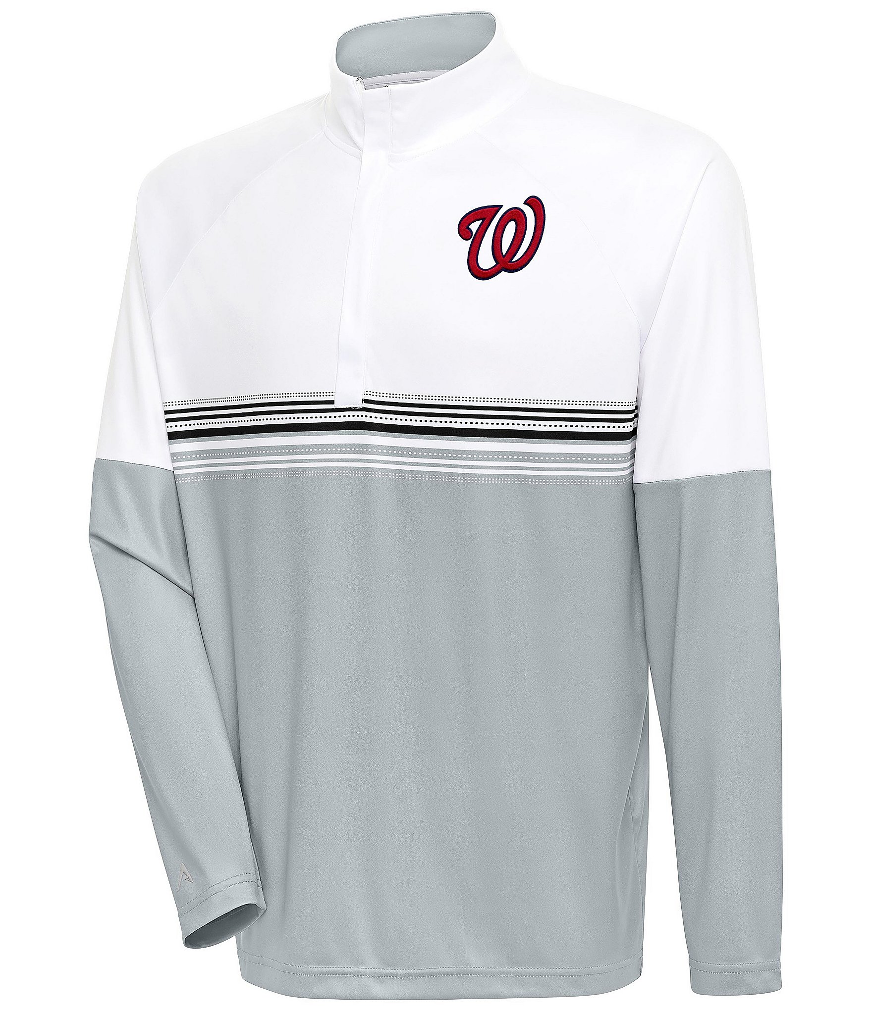 Washington Nationals Antigua Compression Long Sleeve Button-Down Shirt - Red /White