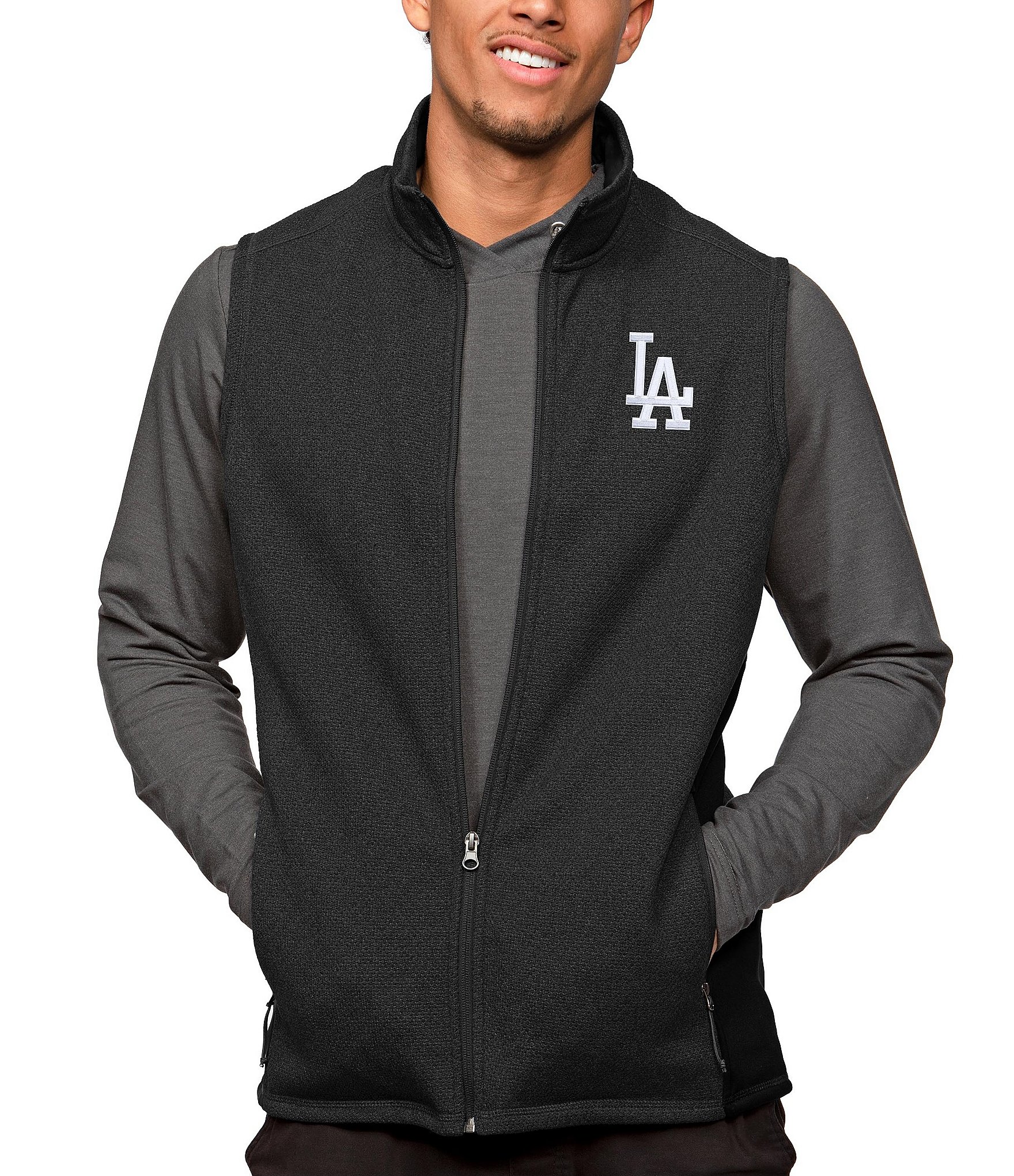 Women's Antigua White Los Angeles Dodgers Victory Full-Zip Hoodie 