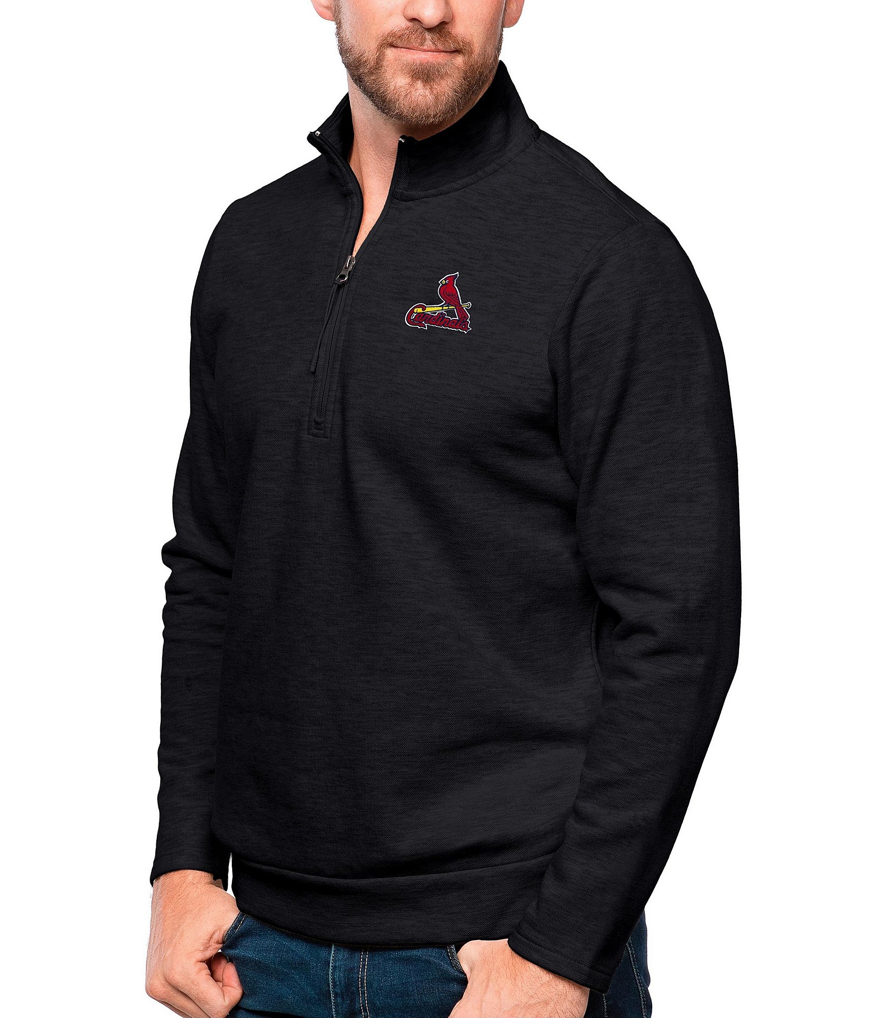 Antigua Apparel / Men's Atlanta Falcons Glacier Black Quarter-Zip Pullover