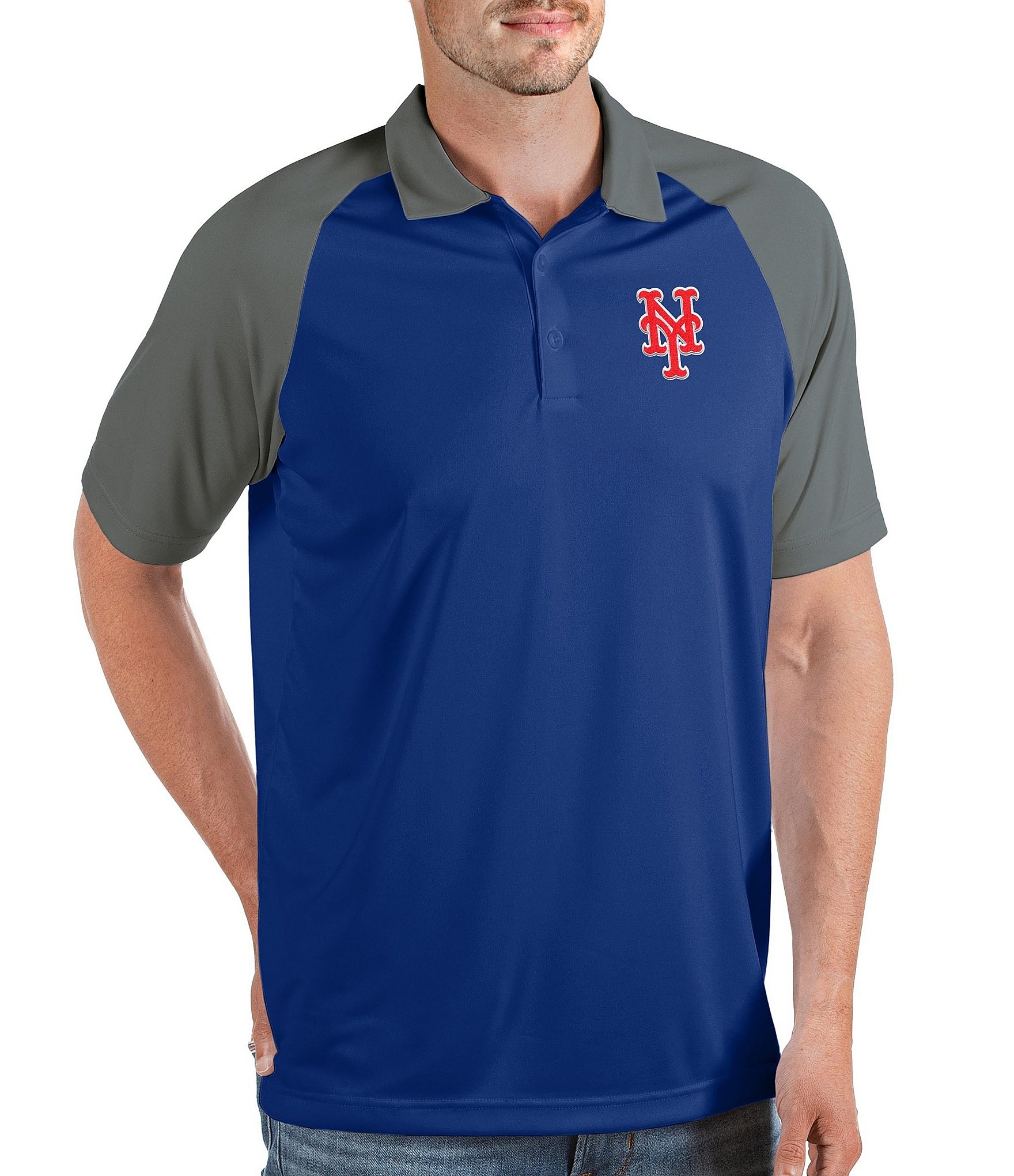 Antigua MLB New York Mets Nova Short-Sleeve Colorblock Polo Shirt - S