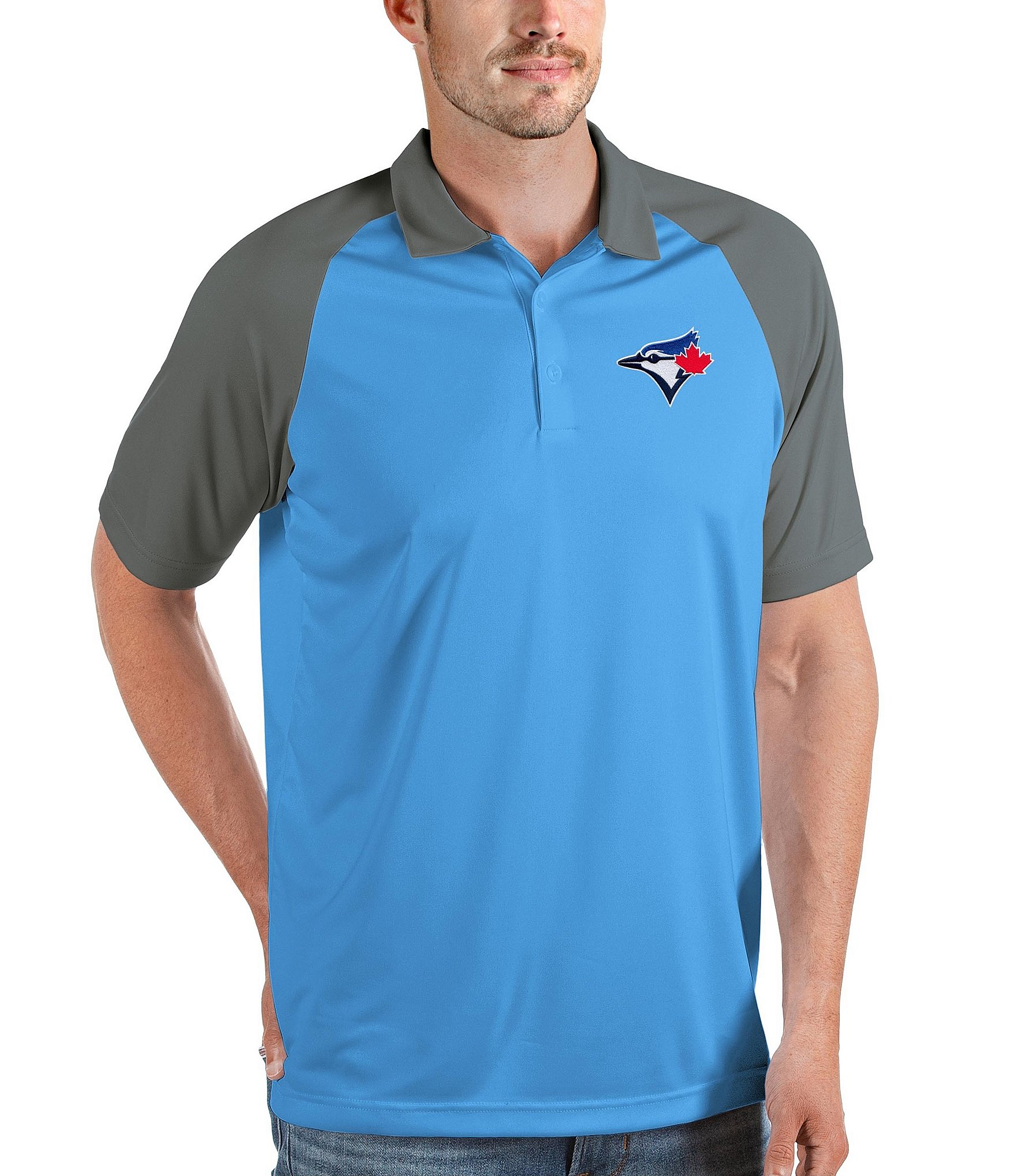 Antigua MLB Toronto Blue Jays Nova Short-Sleeve Colorblock Polo