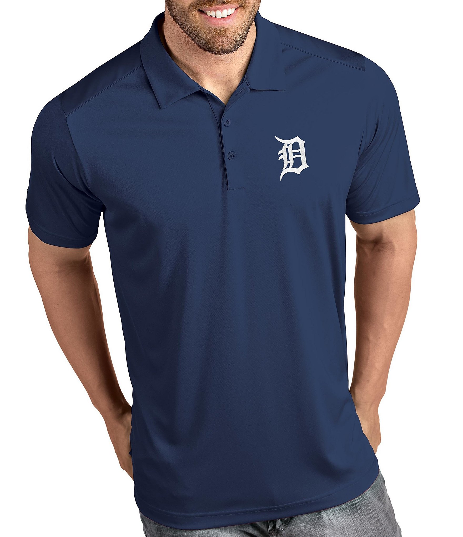 Antigua MLB Detroit Tigers Nova Short-Sleeve Colorblock Polo Shirt - L