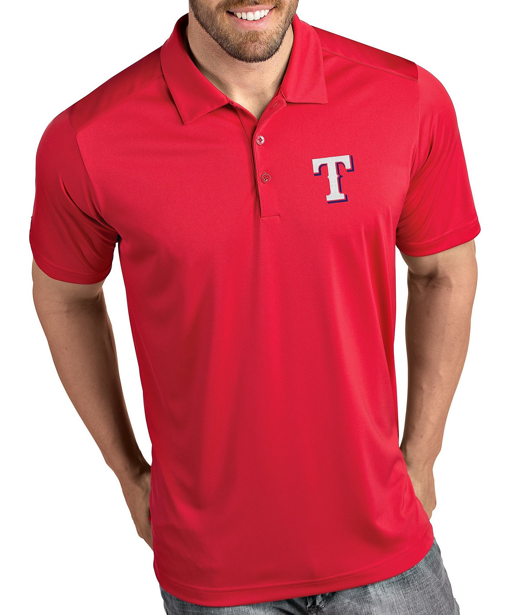 Antigua MLB Texas Rangers Nova Short-Sleeve Colorblock Polo Shirt - S