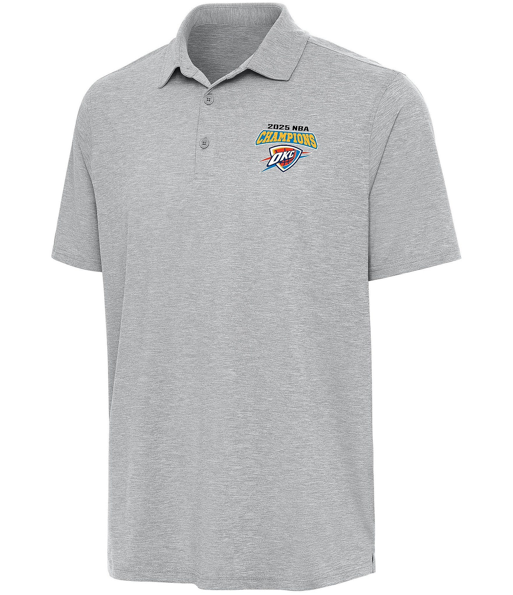 Antigua NBA Oklahoma City Thunder 2025 World Champions Par 3 Short Sleeve Polo Shirt