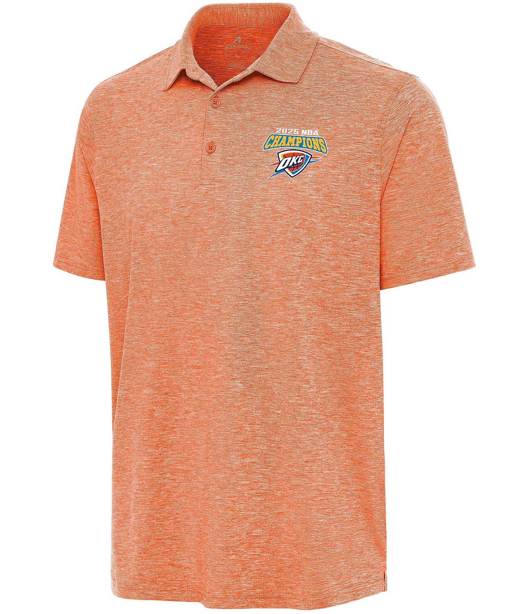 Antigua NBA Oklahoma City Thunder 2025 World Champions Par 3 Short Sleeve Polo Shirt