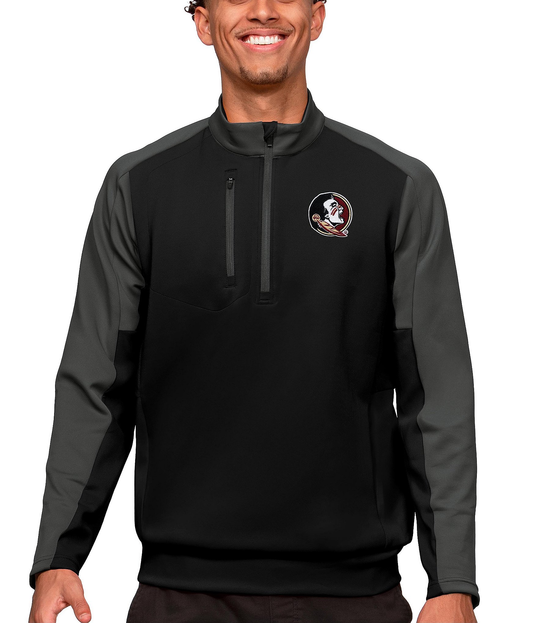 Antigua Men's NCAA Florida State Seminoles Course Pullover, Black, Large