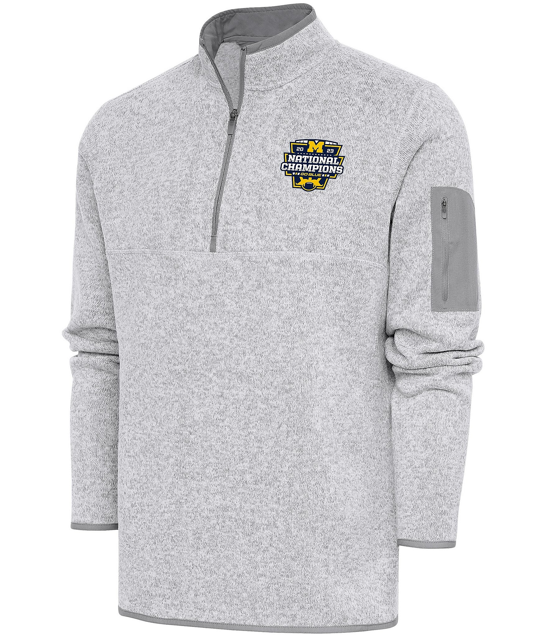 Antigua NCAA Michigan Wolverines 2023 National Champions Fortune Quarter-Zip Pullover