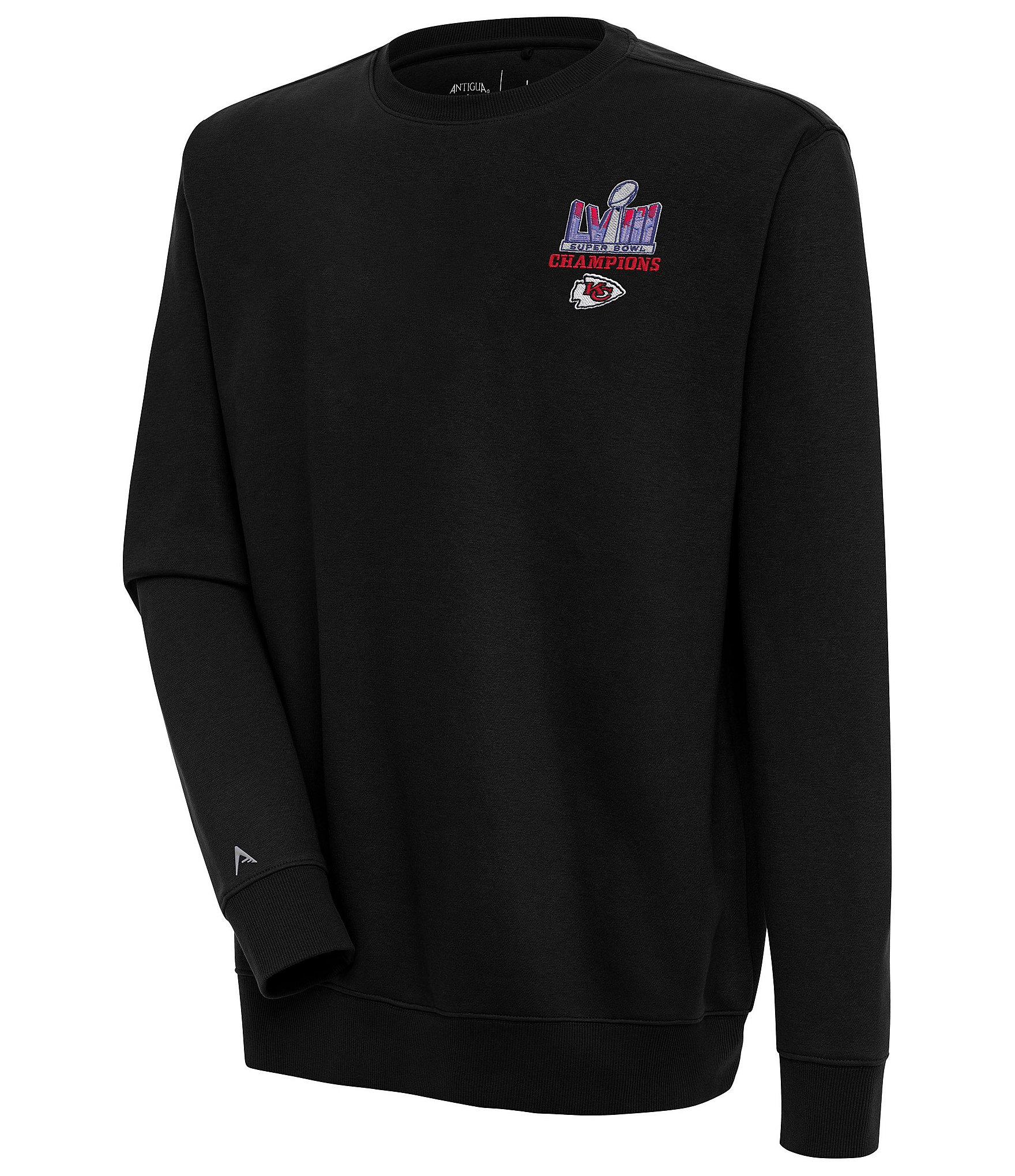 Antigua Super Bowl LVIII Kansas City Chiefs Champions Victory Crew Brushed Back Fleece Sweatshirt