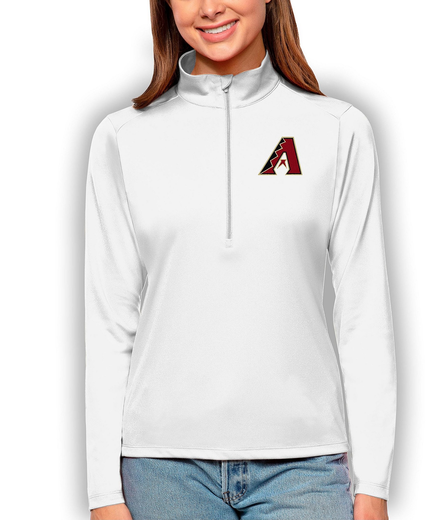 Women's Antigua White Arizona Cardinals Victory Chenille Pullover Sweatshirt Size: Small