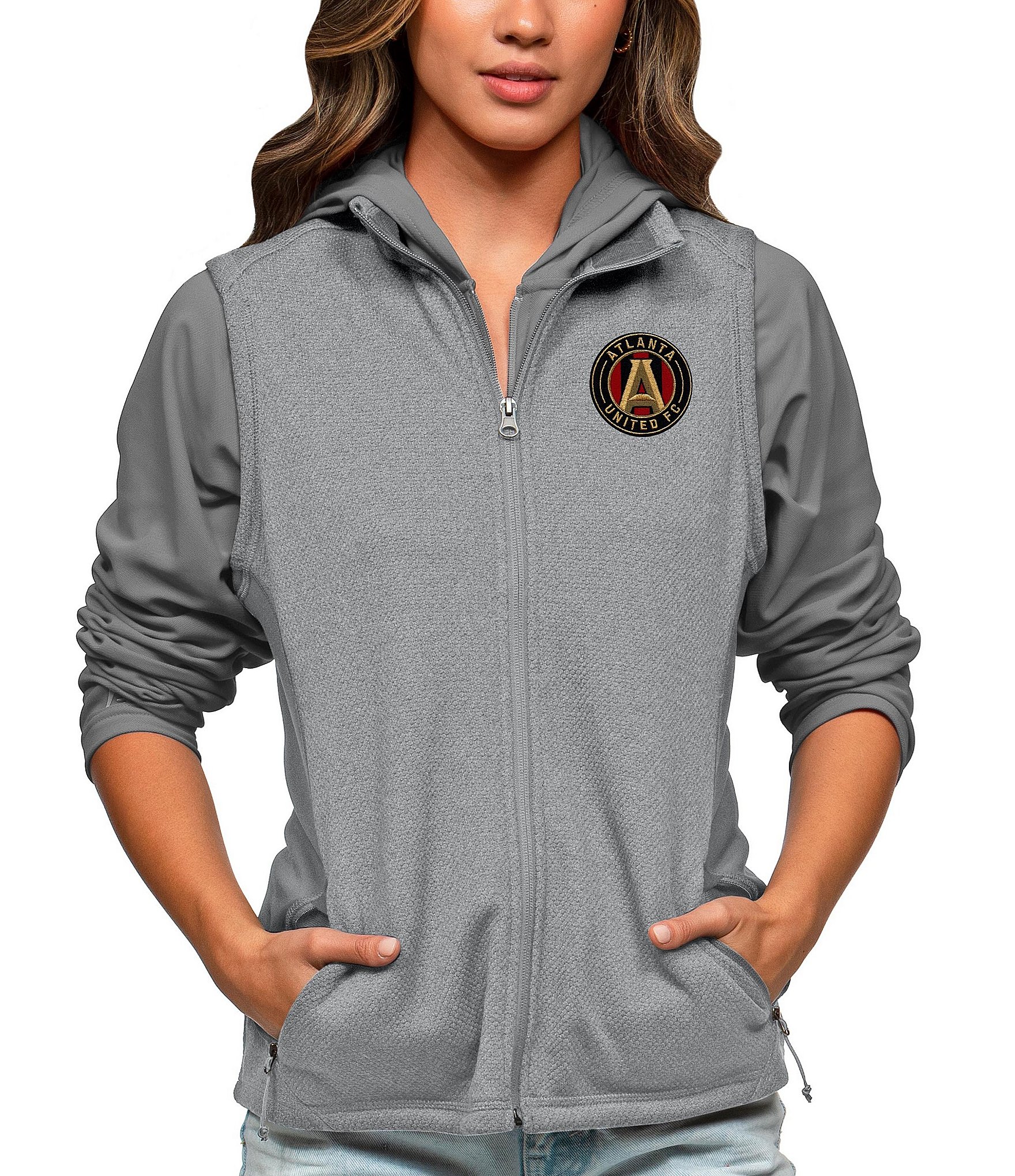 Women's Antigua Heathered Charcoal Houston Astros Fortune Half-Zip Pullover Sweater Size: Large