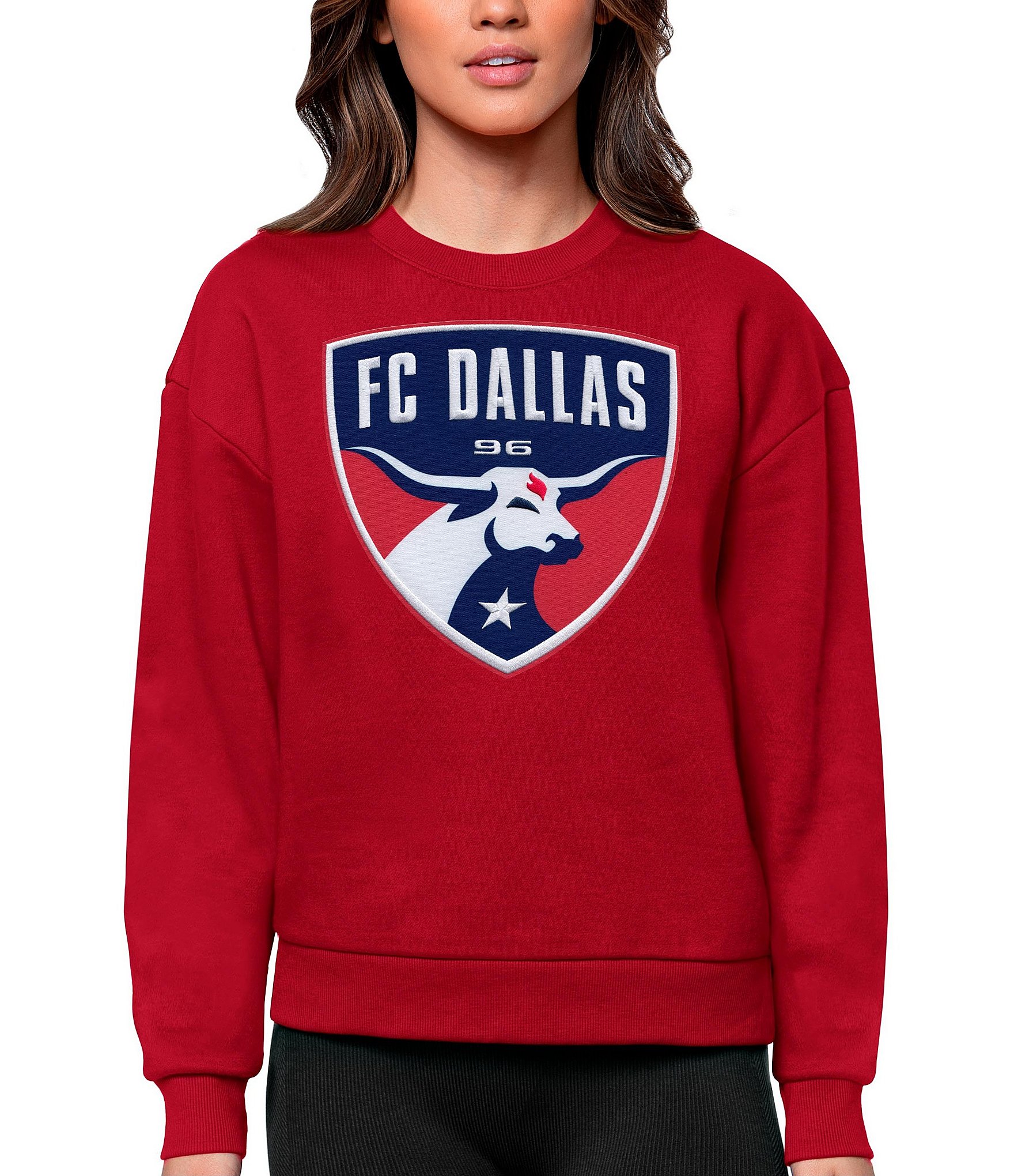 Antigua Dallas Cowboys Women's White Metallic Logo Victory Crewneck  Pullover Sweatshirt