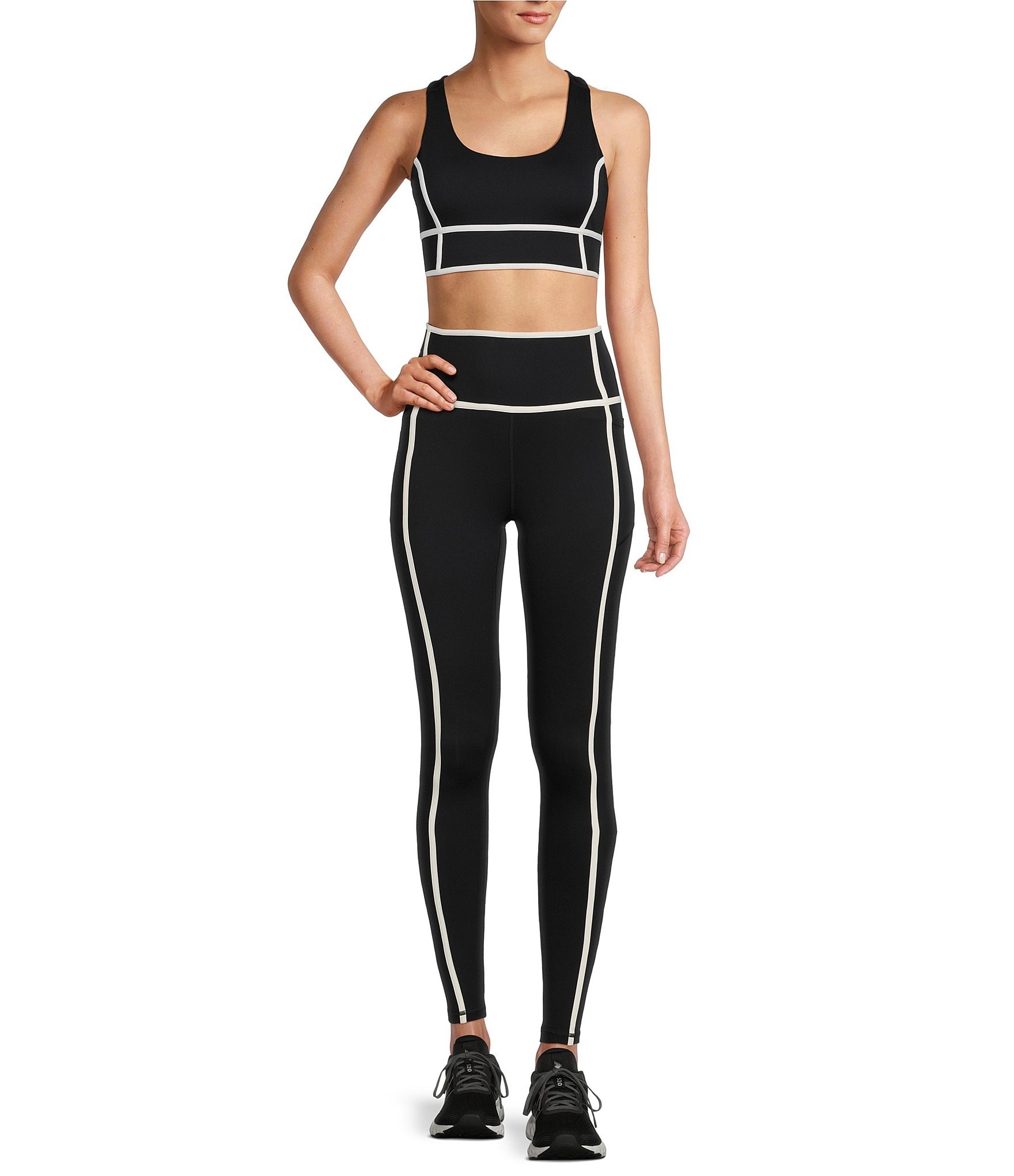 Antonio Melani Active Action Long Line Medium Impact Contrast Trim Coordinating Sports Bra