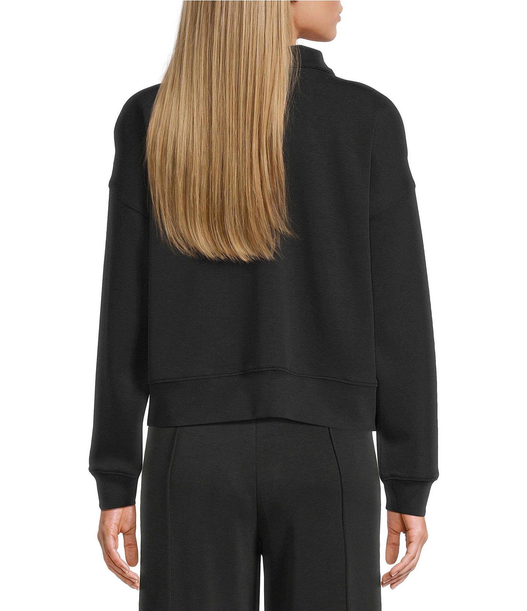 Antonio Melani Active Tencel Stand Collar Quarter Zip Long Sleeve Coordinating Sweatshirt