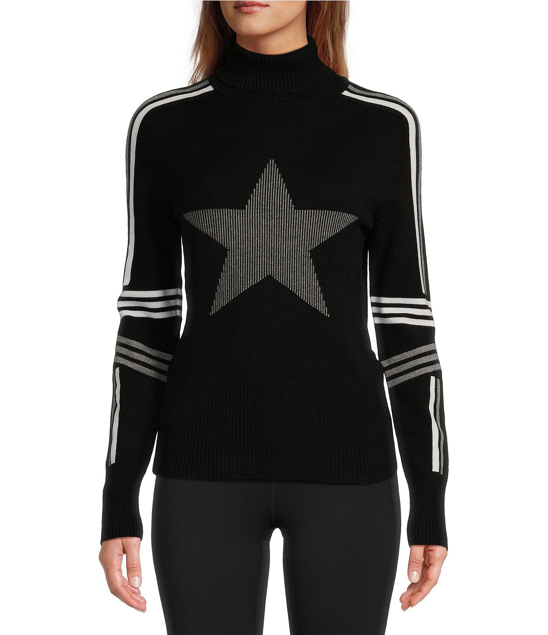 Antonio Melani Active Star Turtleneck Long Sleeve Statement Sweater