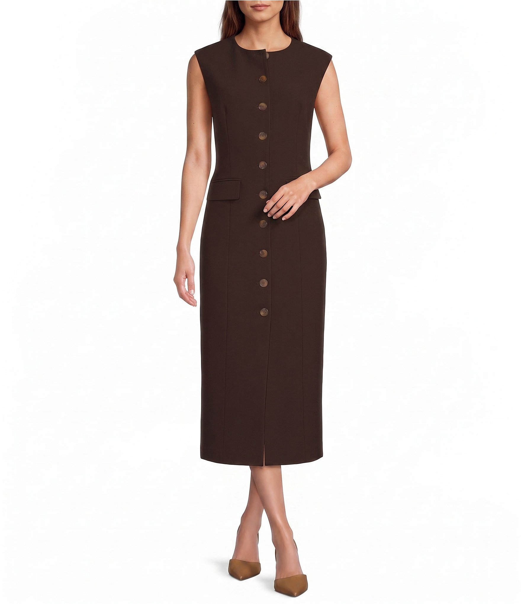 Antonio Melani Alba Button Front Sleeveless Pencil Dress