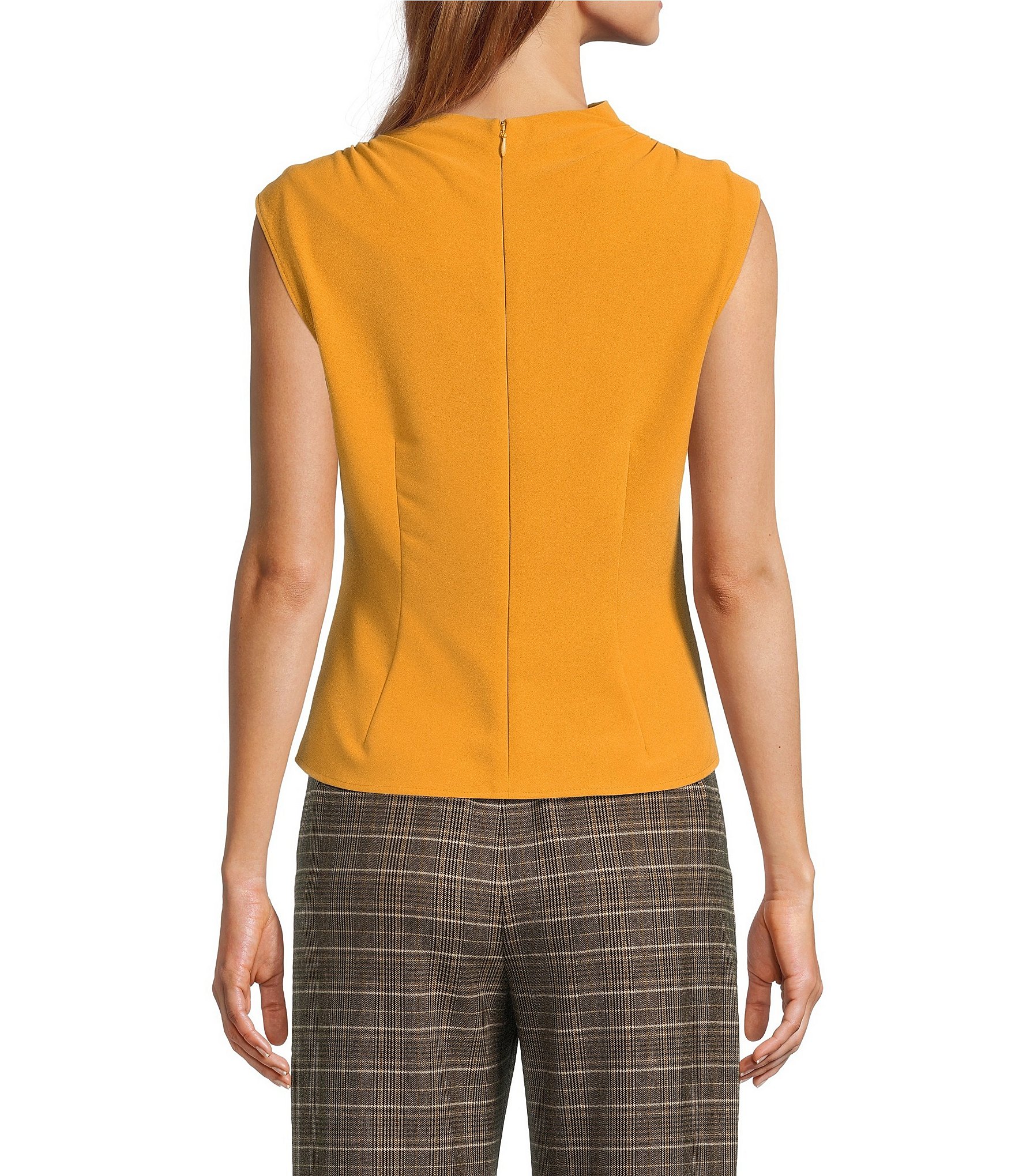 Antonio Melani Alessia Drapey Twill Mock Neck Sleeveless Blouse