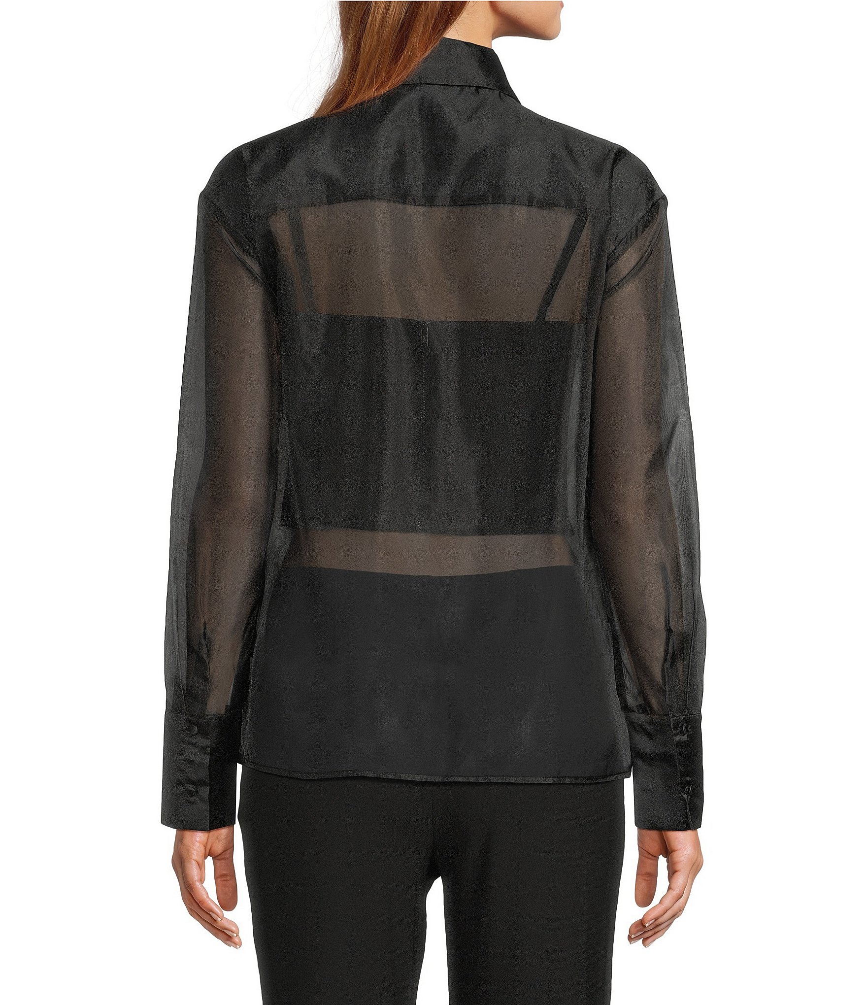 Antonio Melani Amaya Organza Point Collar Button Front Blouse