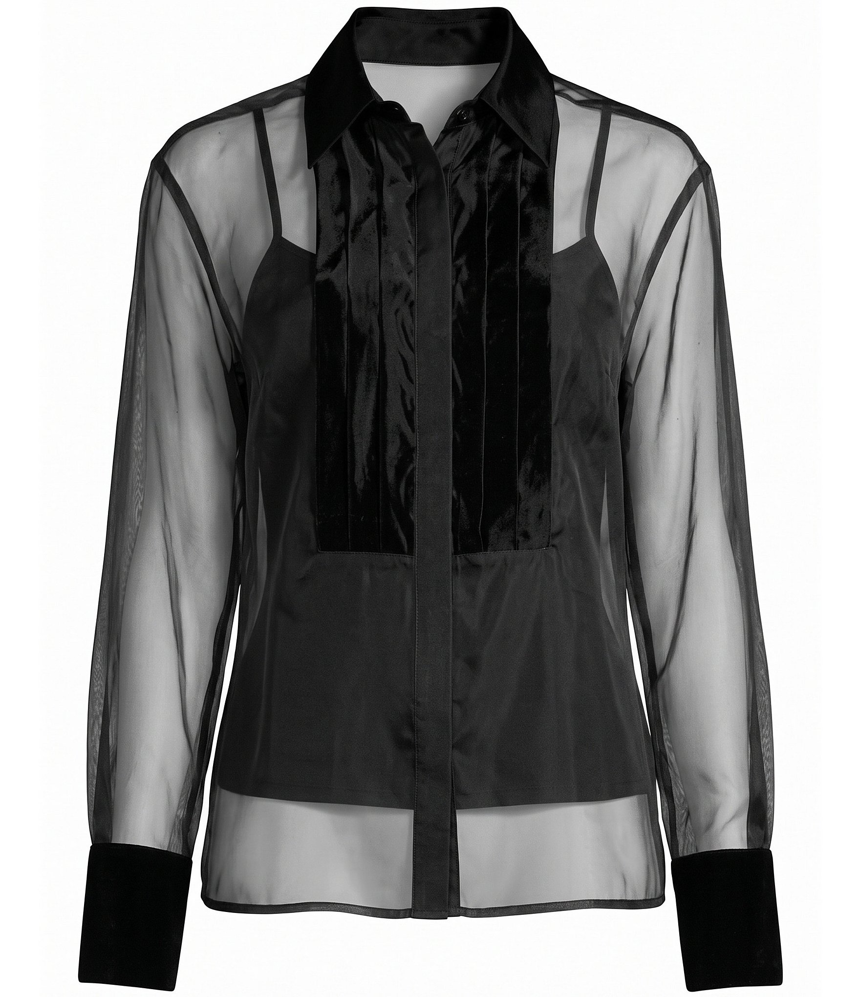 Antonio Melani Amaya Organza Point Collar Button Front Blouse