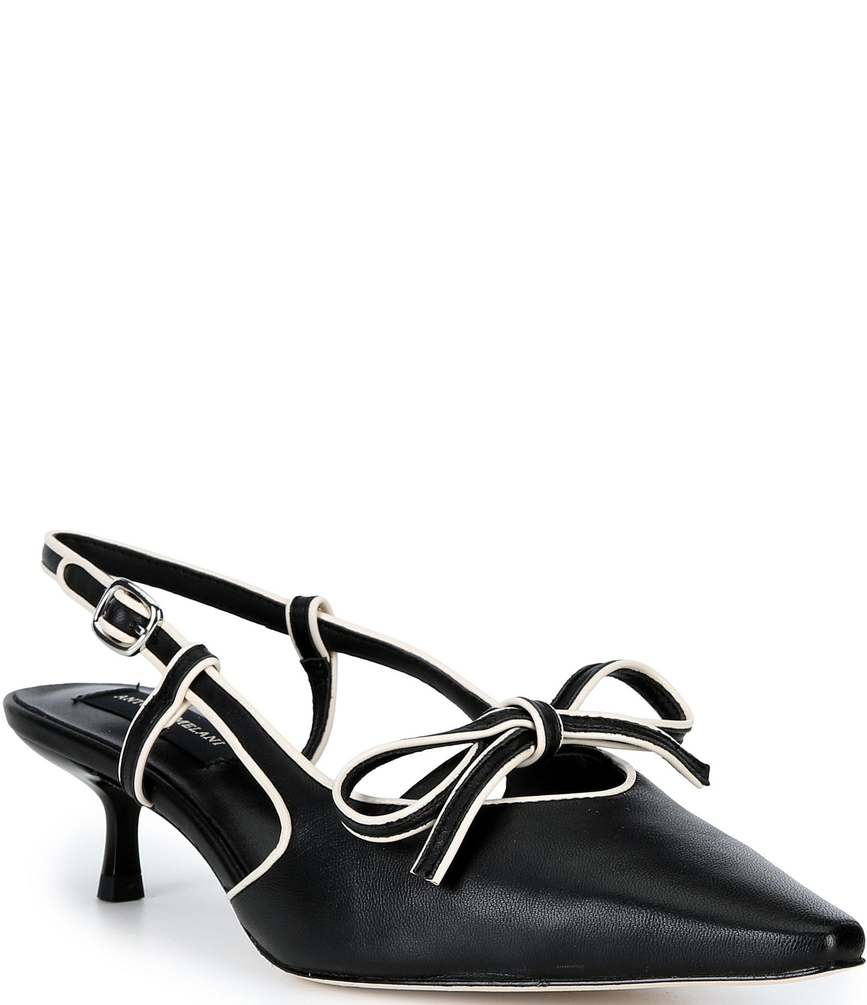 Antonio Melani Anita Leather Bow Slingback Kitten Heel Pumps