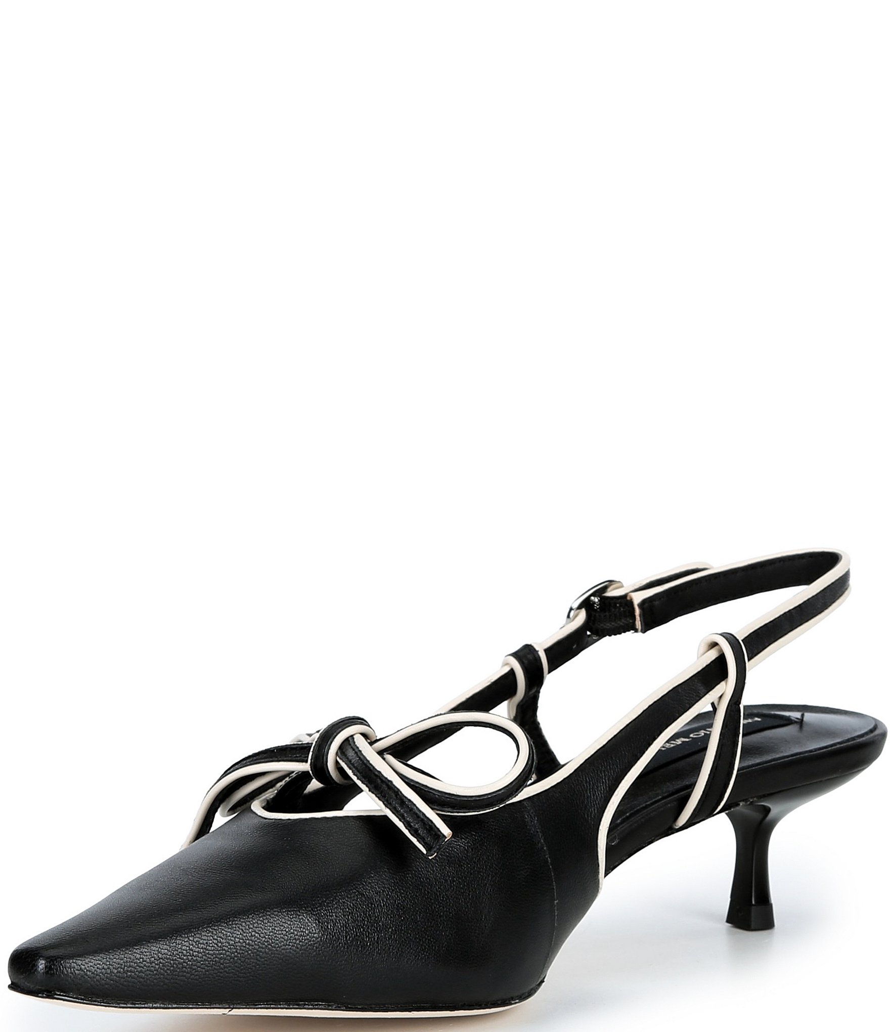 Antonio Melani Anita Leather Bow Slingback Kitten Heel Pumps