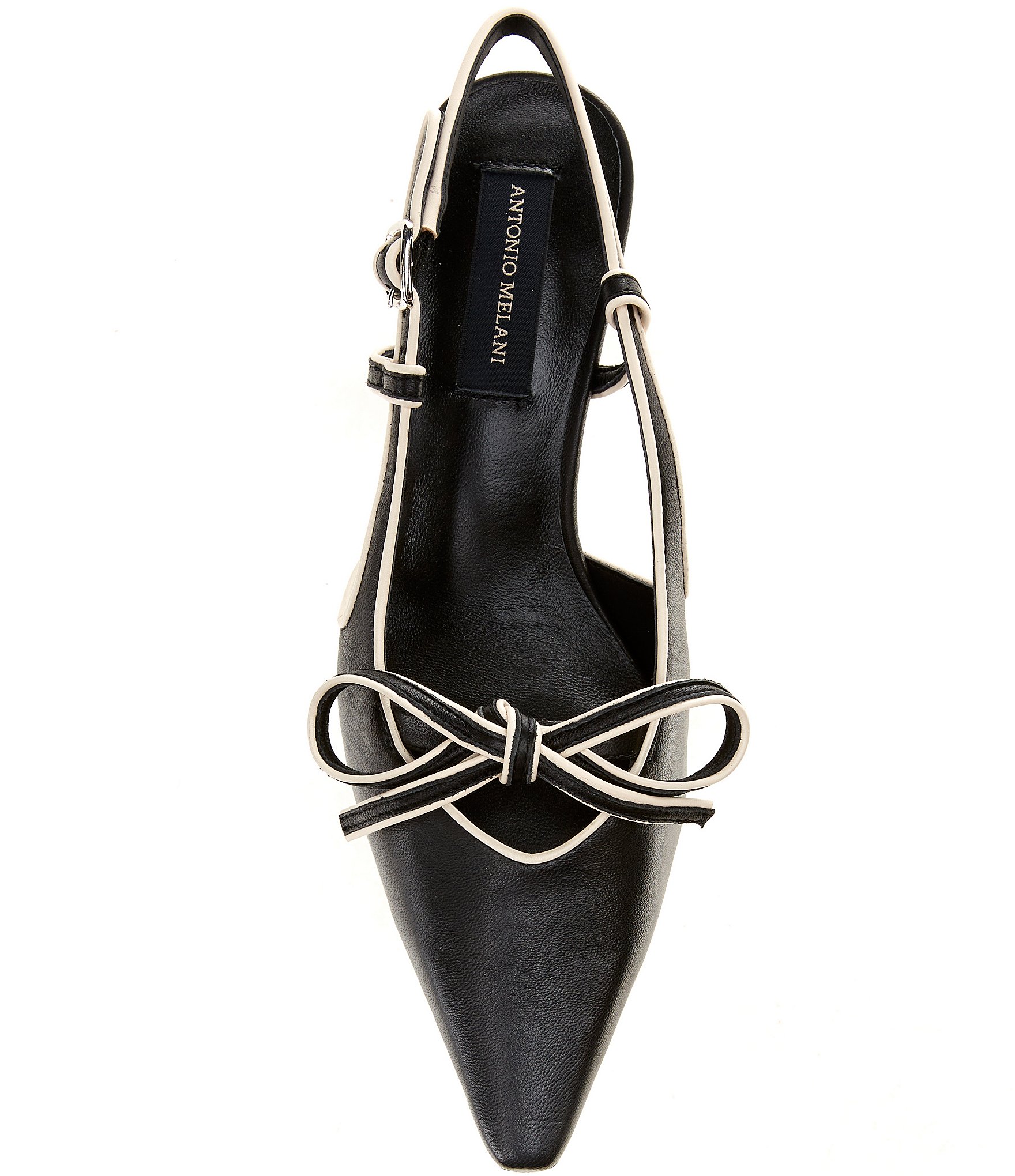 Antonio Melani Anita Leather Bow Slingback Kitten Heel Pumps