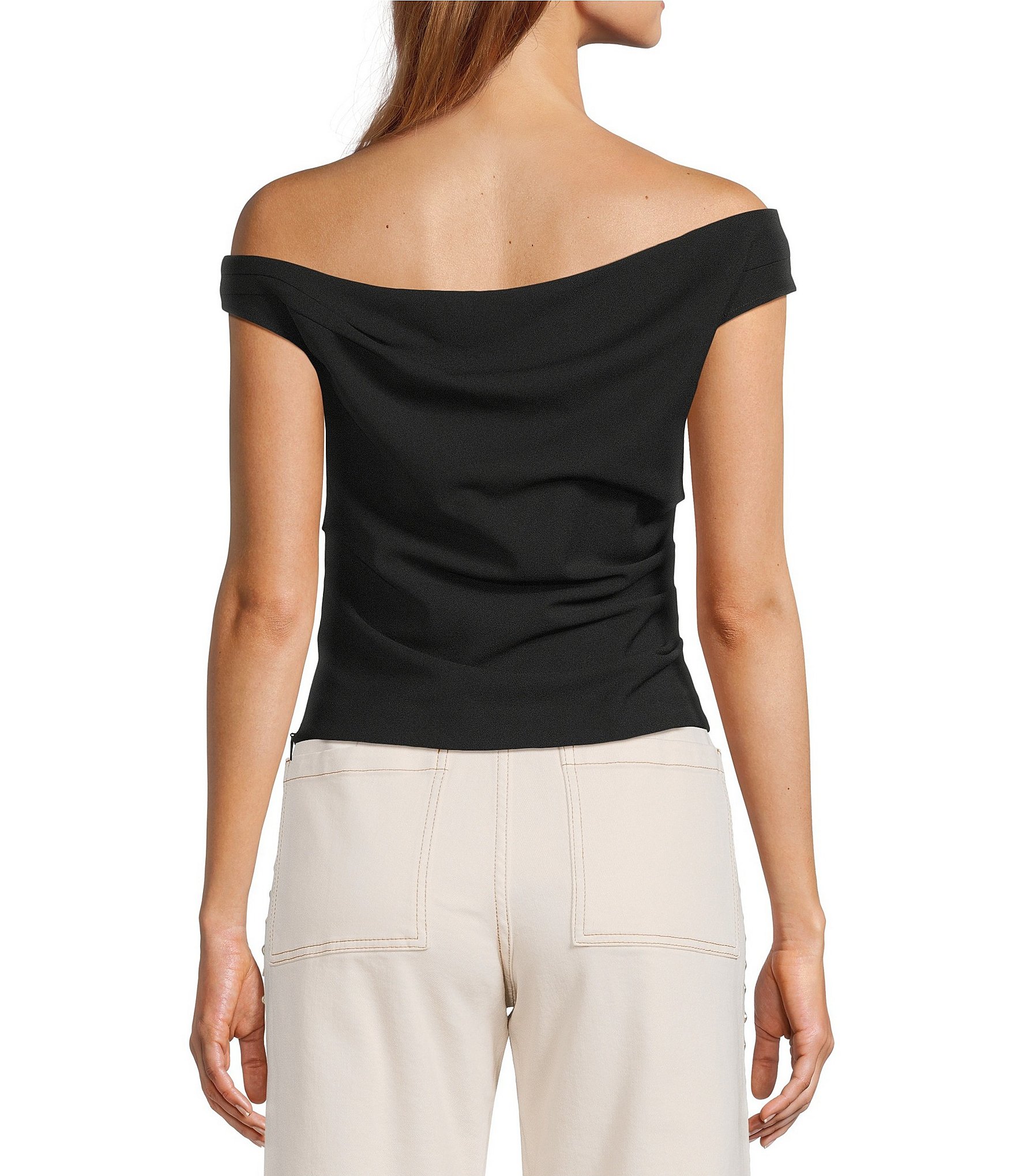 Antonio Melani Ariah Scuba Crepe Ruched Strapless Sleeveless Blouse