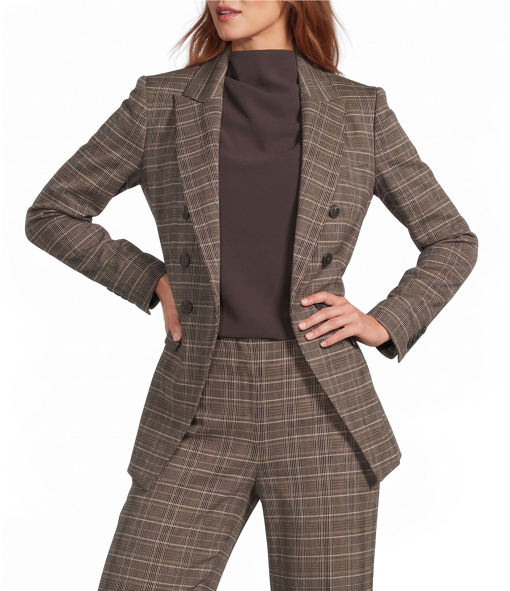 Antonio Melani Aurora Plaid Notch Lapel Long Sleeve Button Front Coordinating Blazer