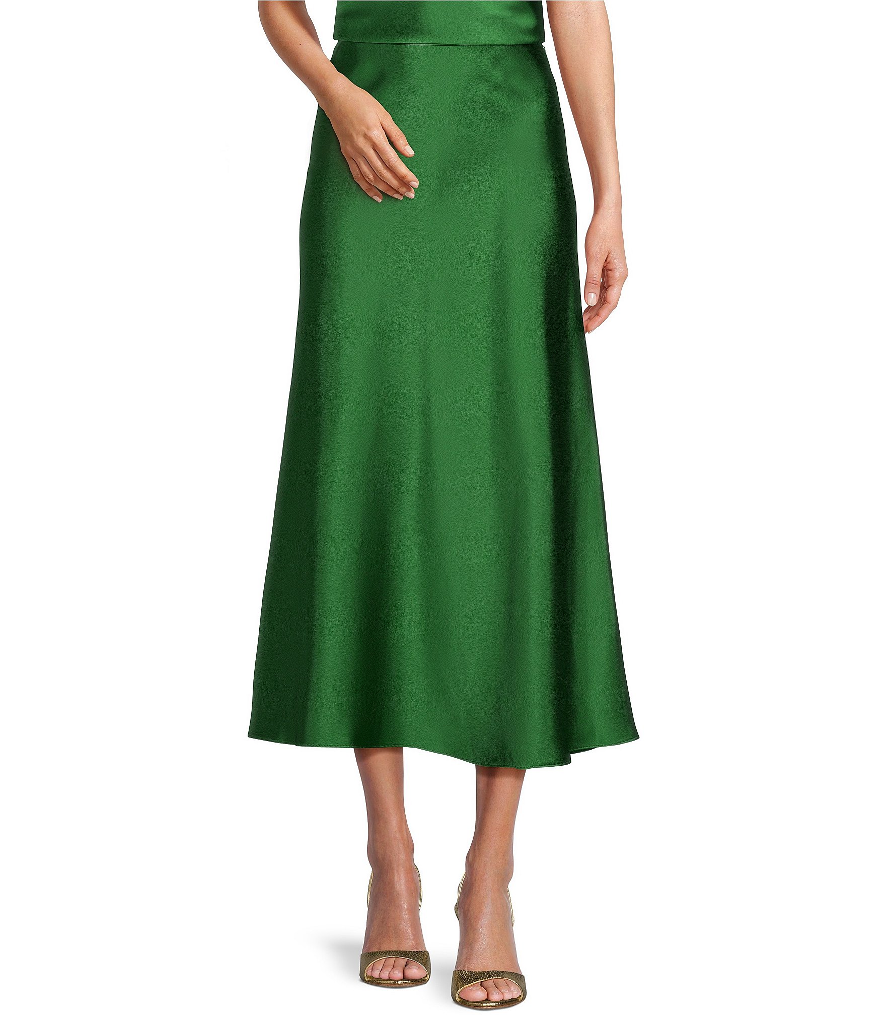 Antonio Melani Bella A-Line Satin Midi Skirt | Dillard's