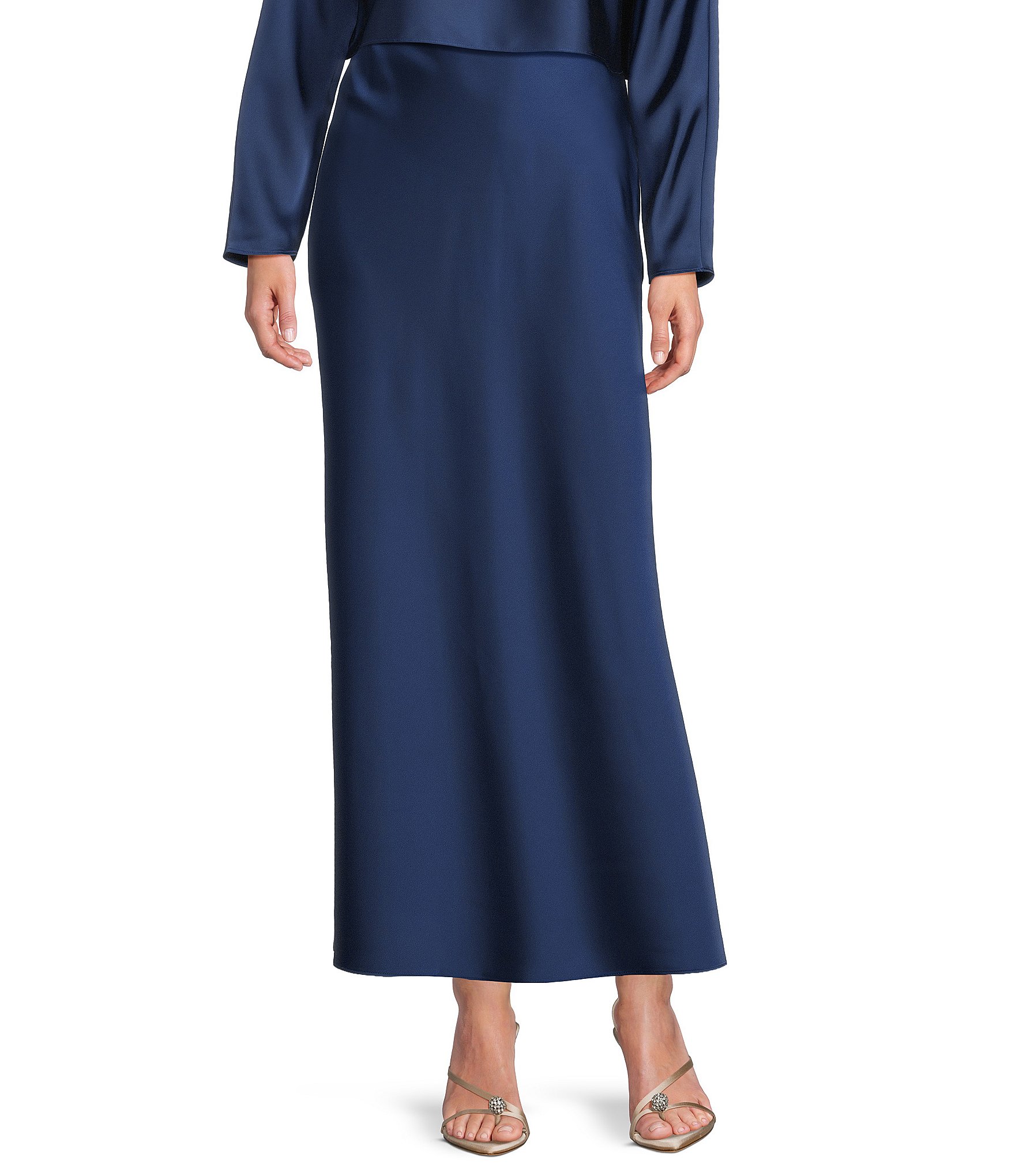 Antonio Melani Bella A-Line Coordinating Satin Maxi Skirt