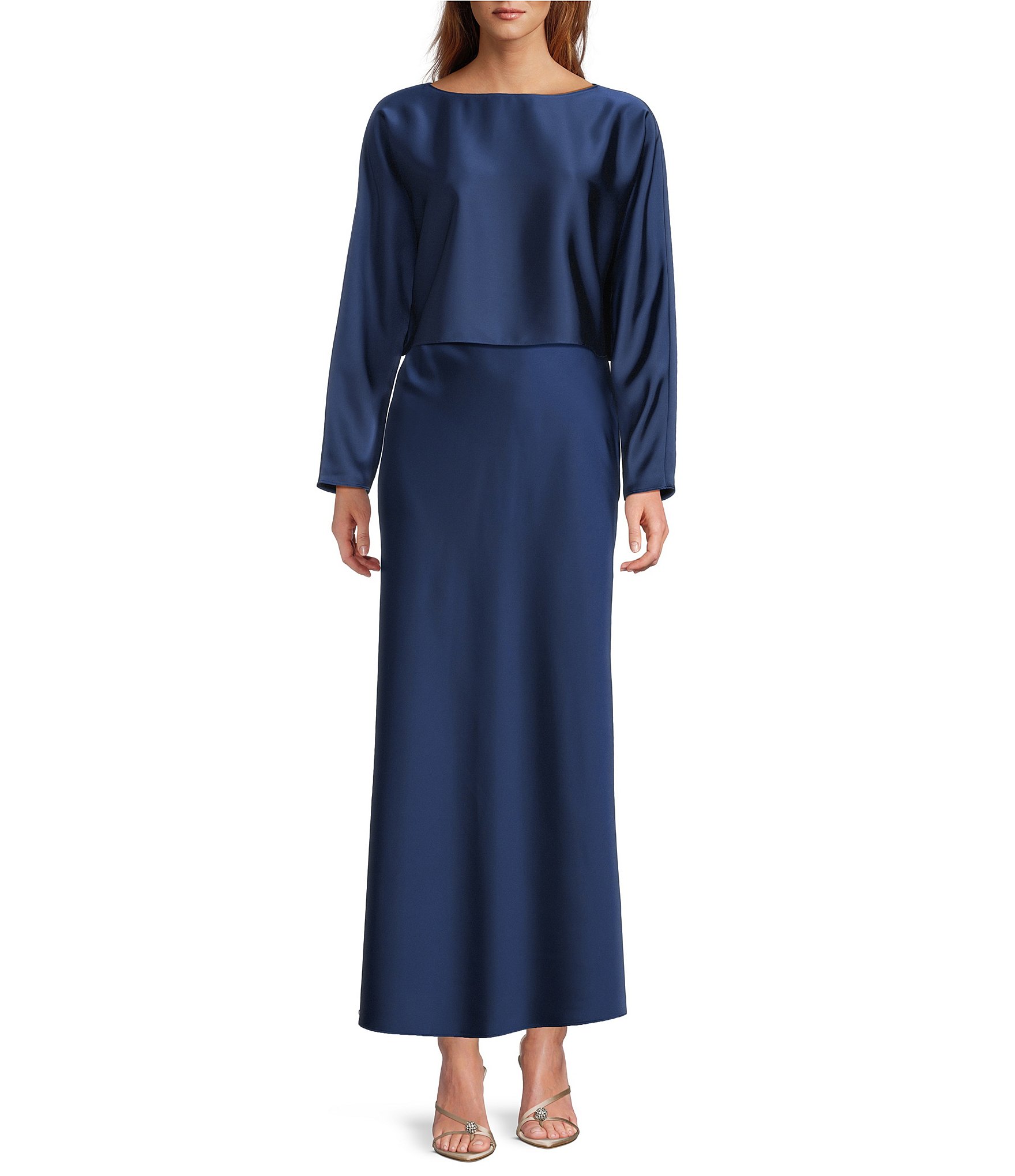 Antonio Melani Bella A-Line Coordinating Satin Maxi Skirt