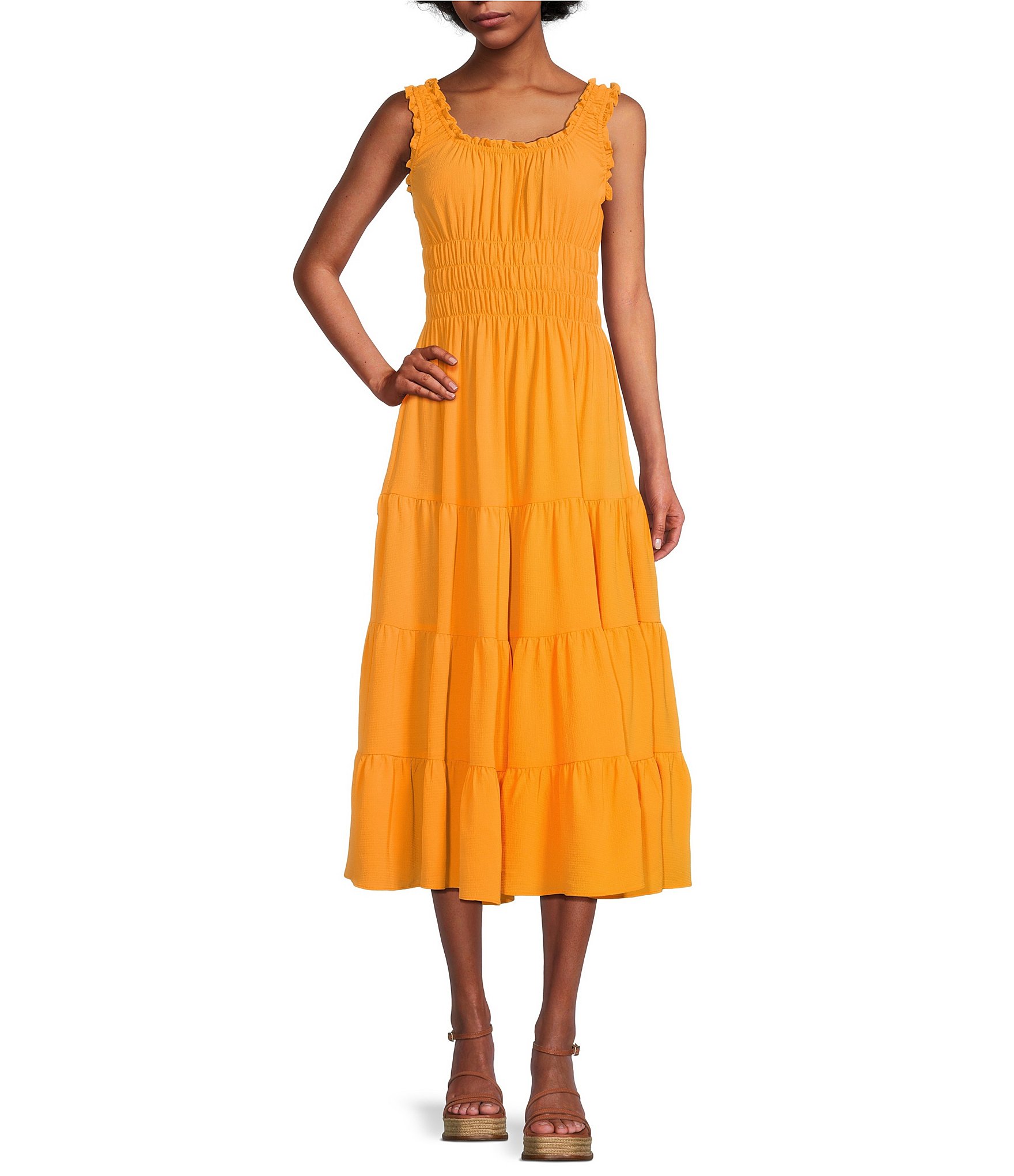 Antonio Melani Bentley Square Neck Pebble Crepe A-Line Dress | Dillard's