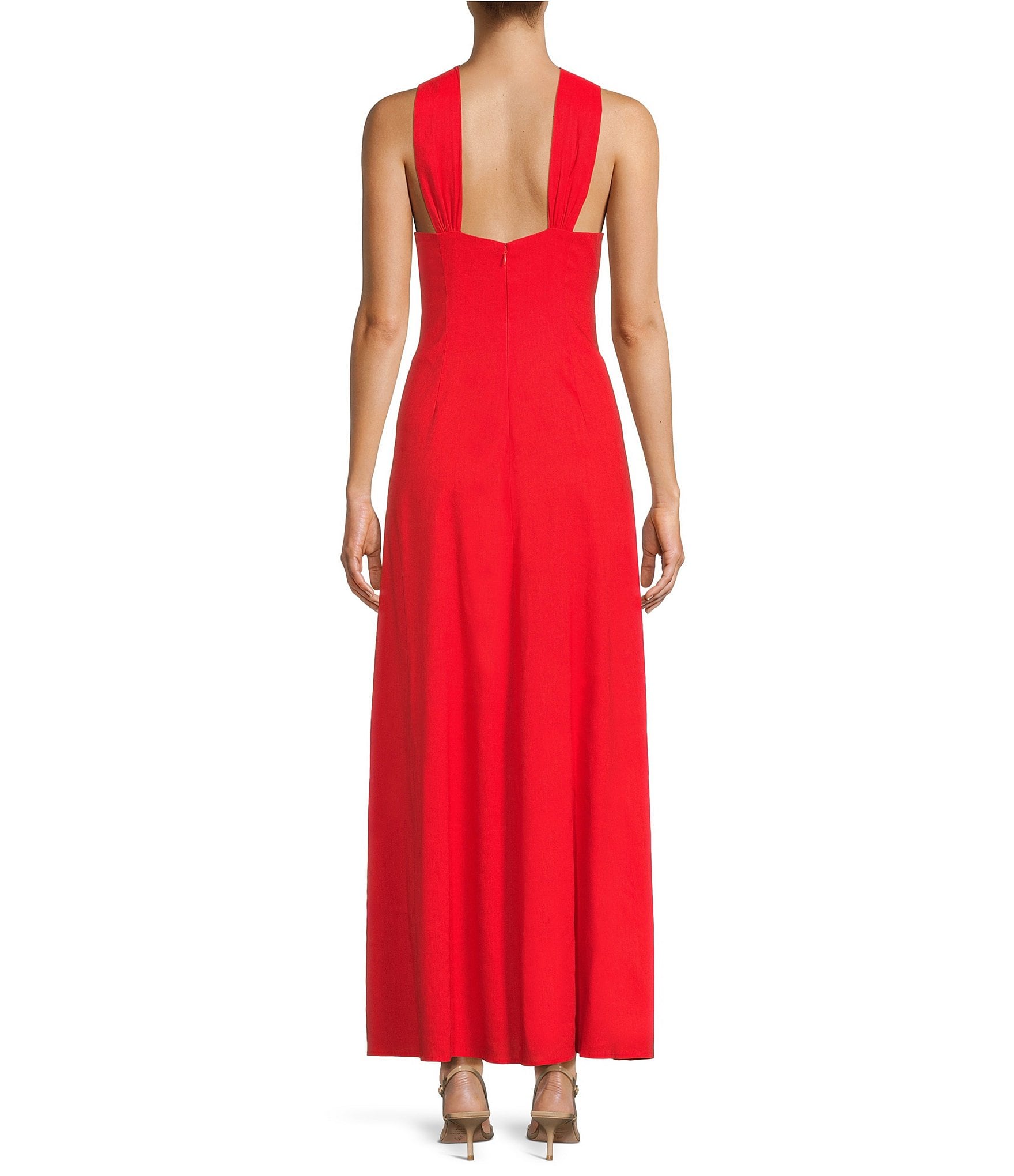 Antonio Melani Bronwyn Linen Blend Halter Neck Sleeveless A-Line Maxi Dress