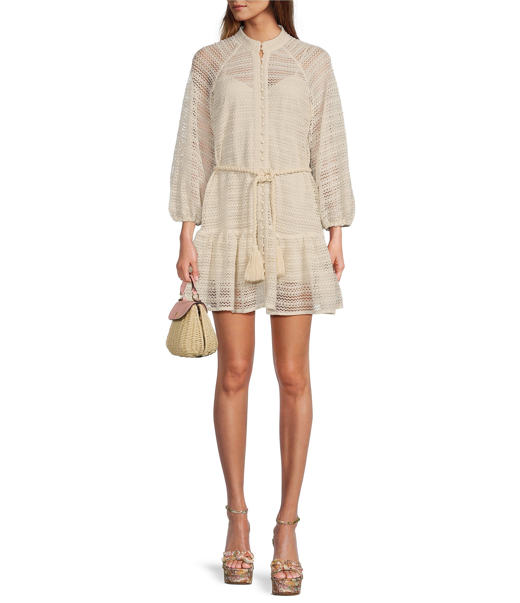 Antonio Melani Brynn Crochet Mock Neck Long Sleeve Dress | Dillard's