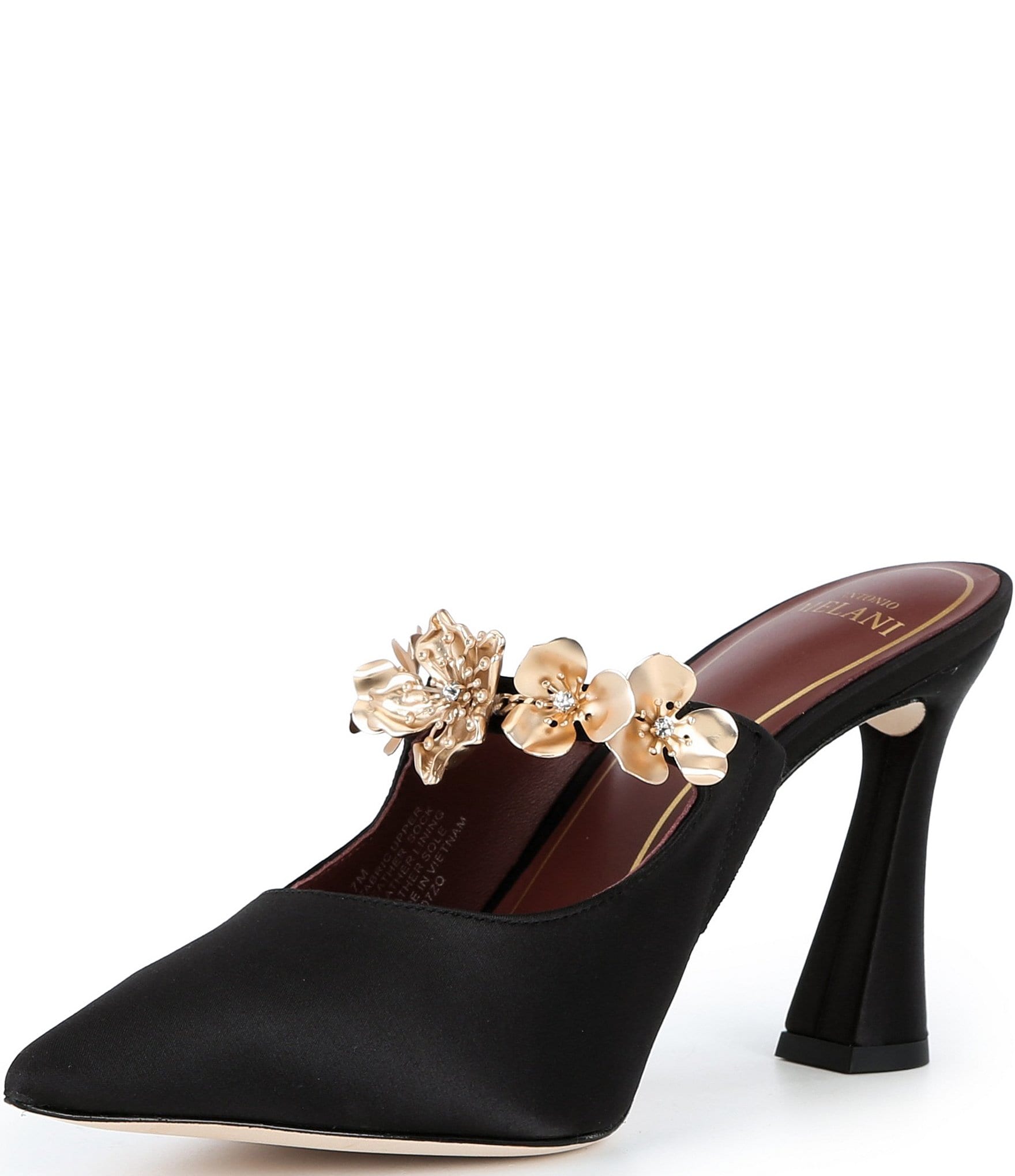 Antonio Melani Calla Satin Ornamanted Dress Mules
