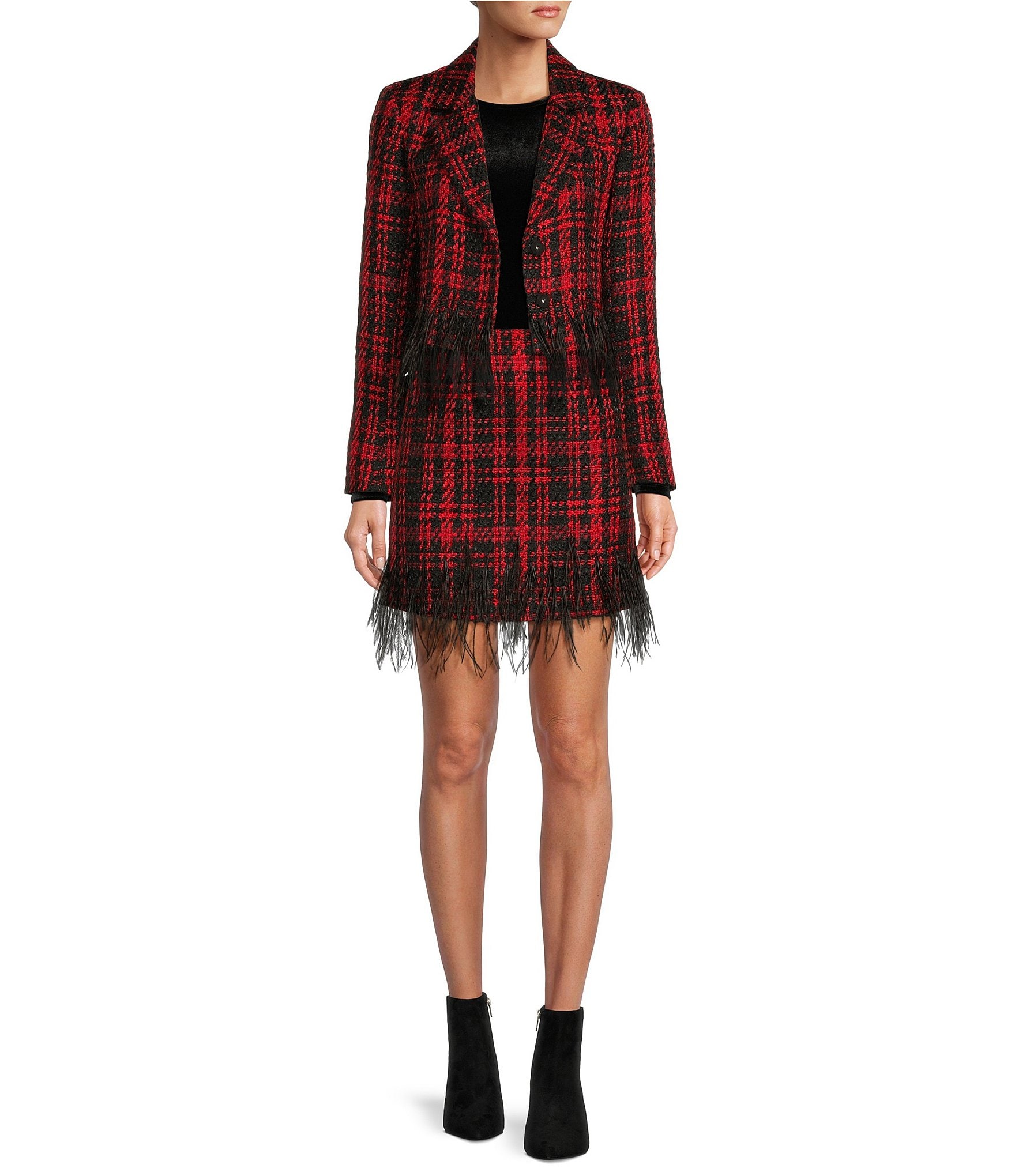 Antonio Melani Chloe Tweed Feather Jacket & Coordinating Skirt | Dillard's