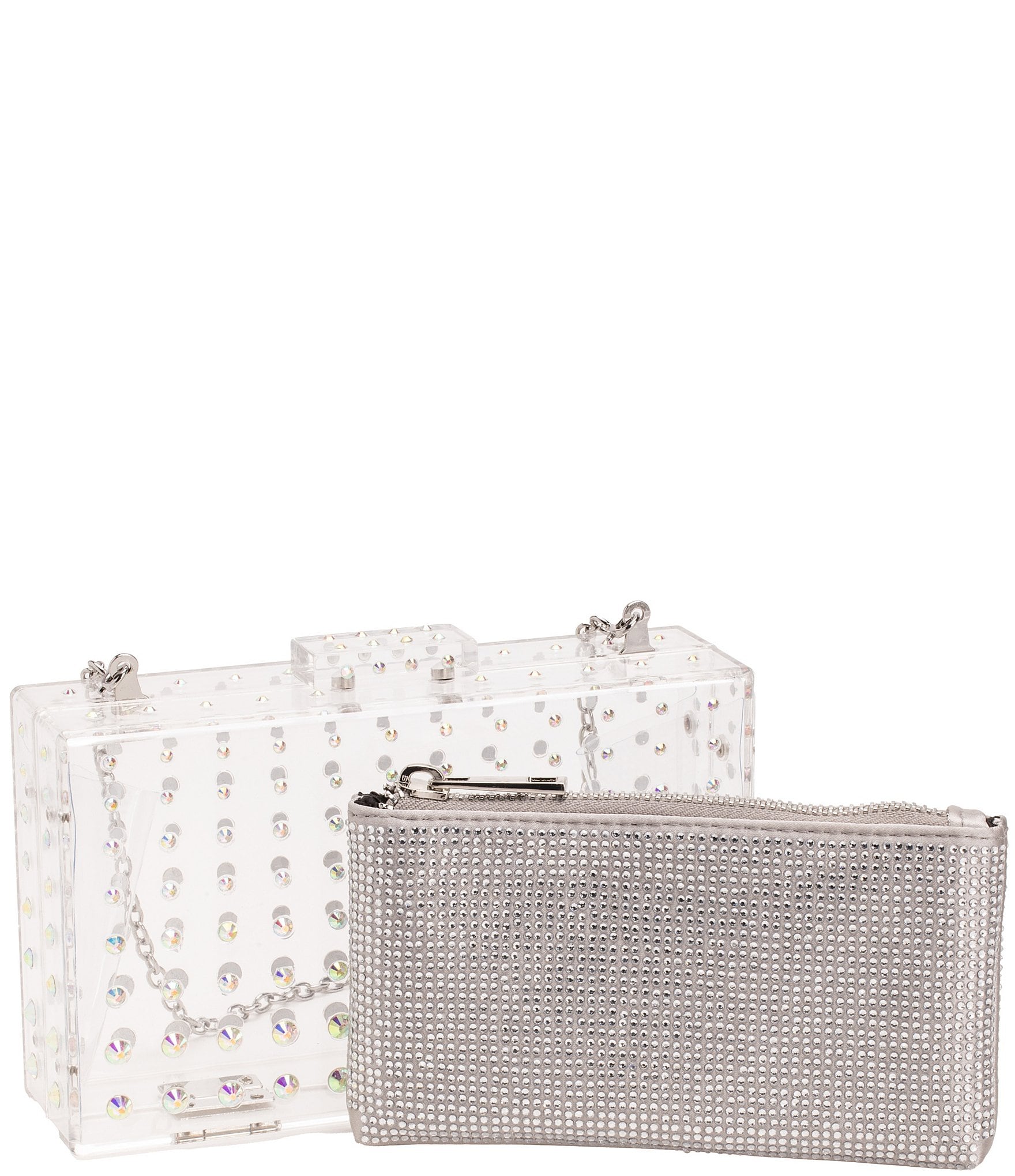 Antonio Melani Clear Nested Rhinestone Minaudiere Clutch