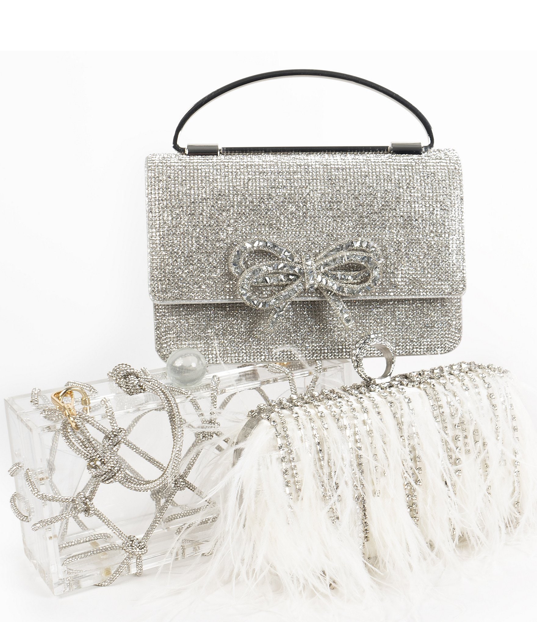 Antonio Melani Clear Rhinestone Minaudiere Clutch