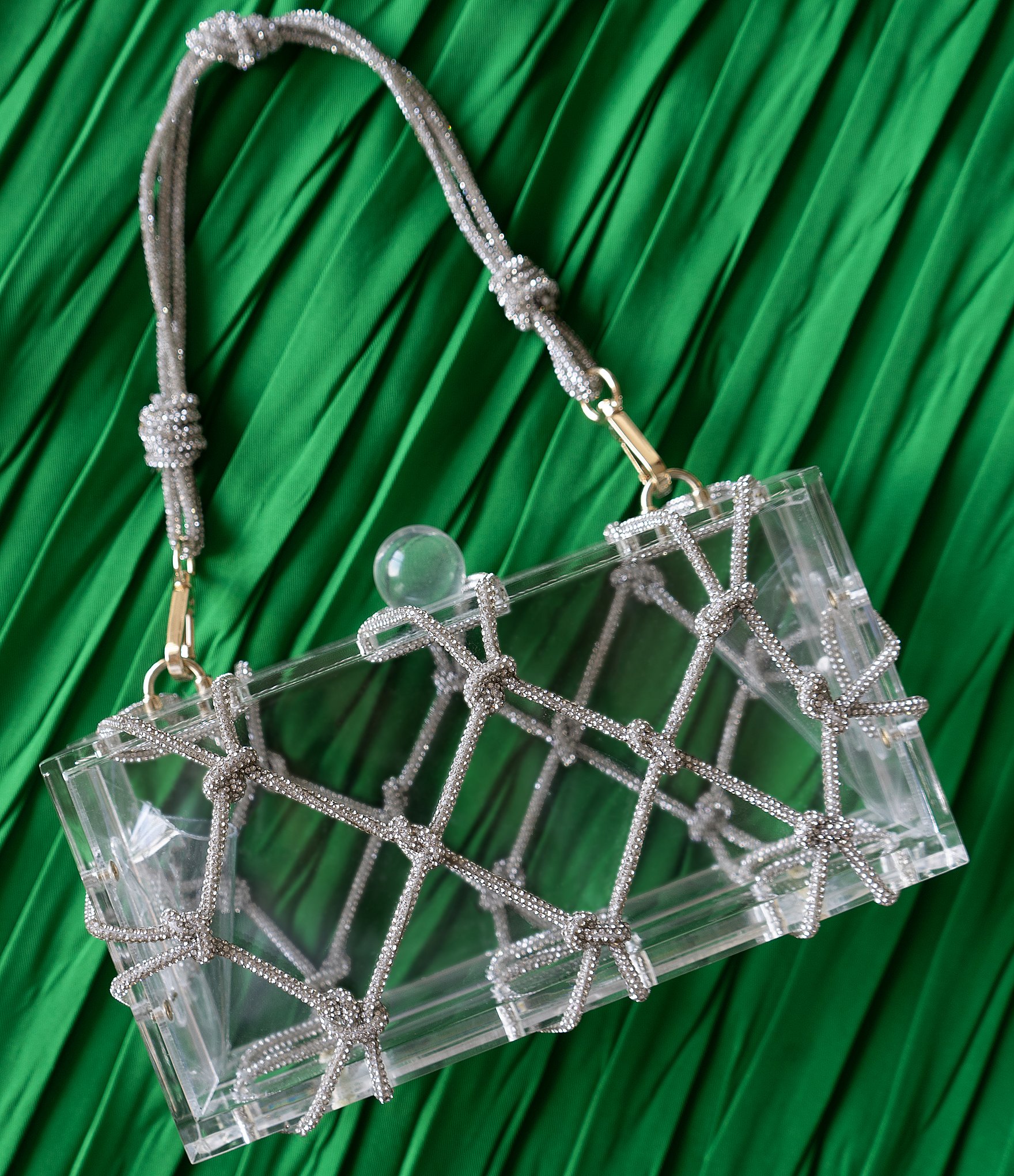 Antonio Melani Clear Rhinestone Minaudiere Clutch