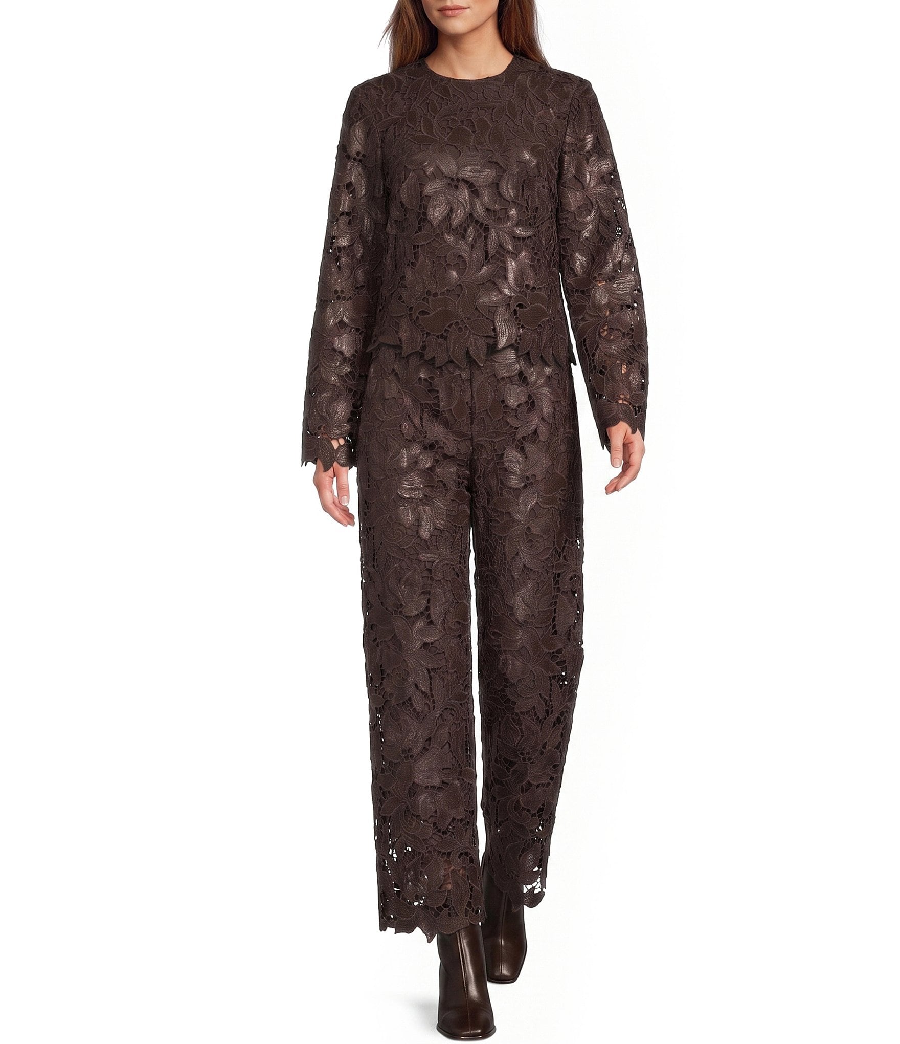 Antonio Melani Coordinating Ridley Novelty Lace Long Sleeve Blouse