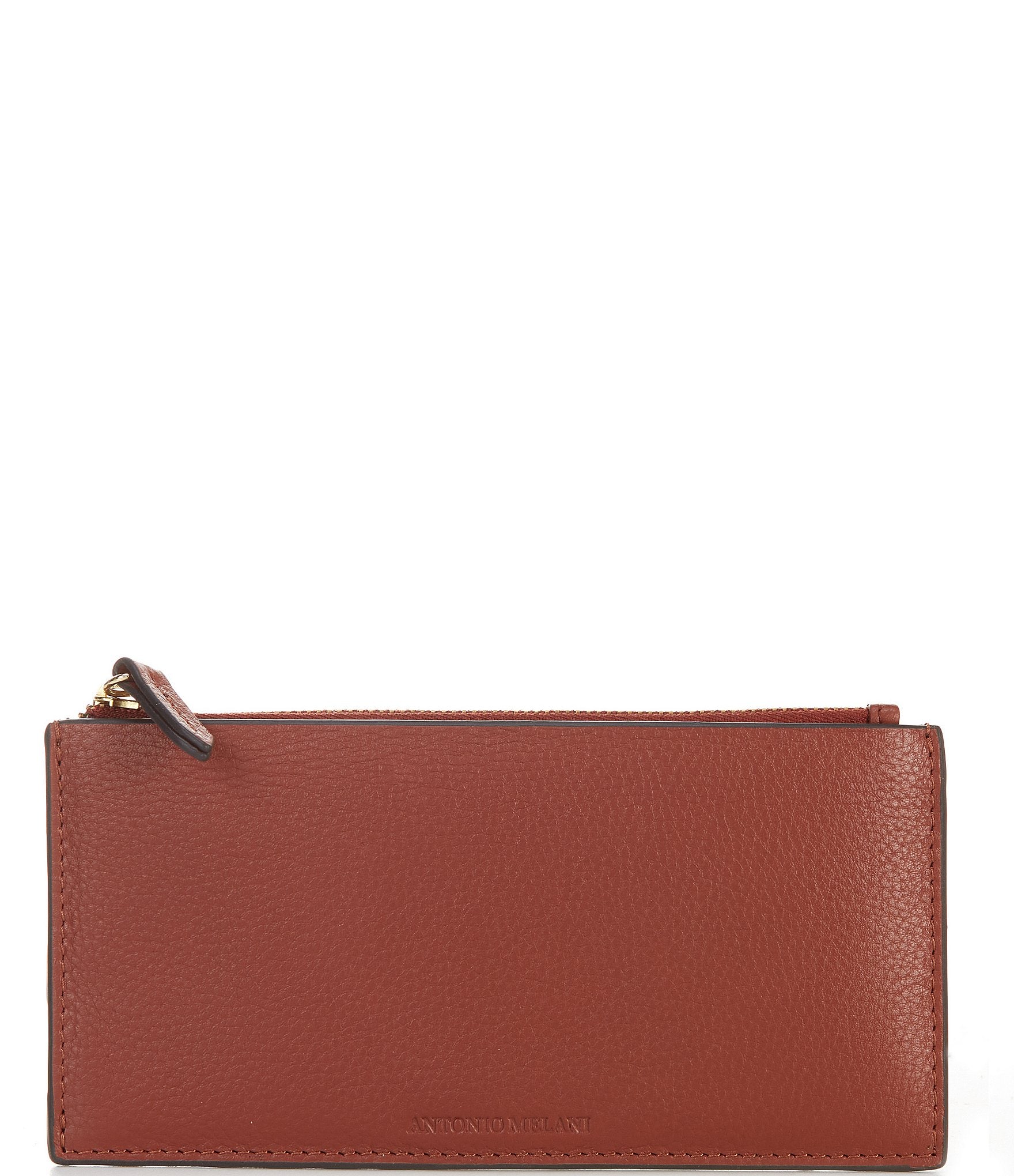 Antonio Melani East West Leather Flat Zip Wallet