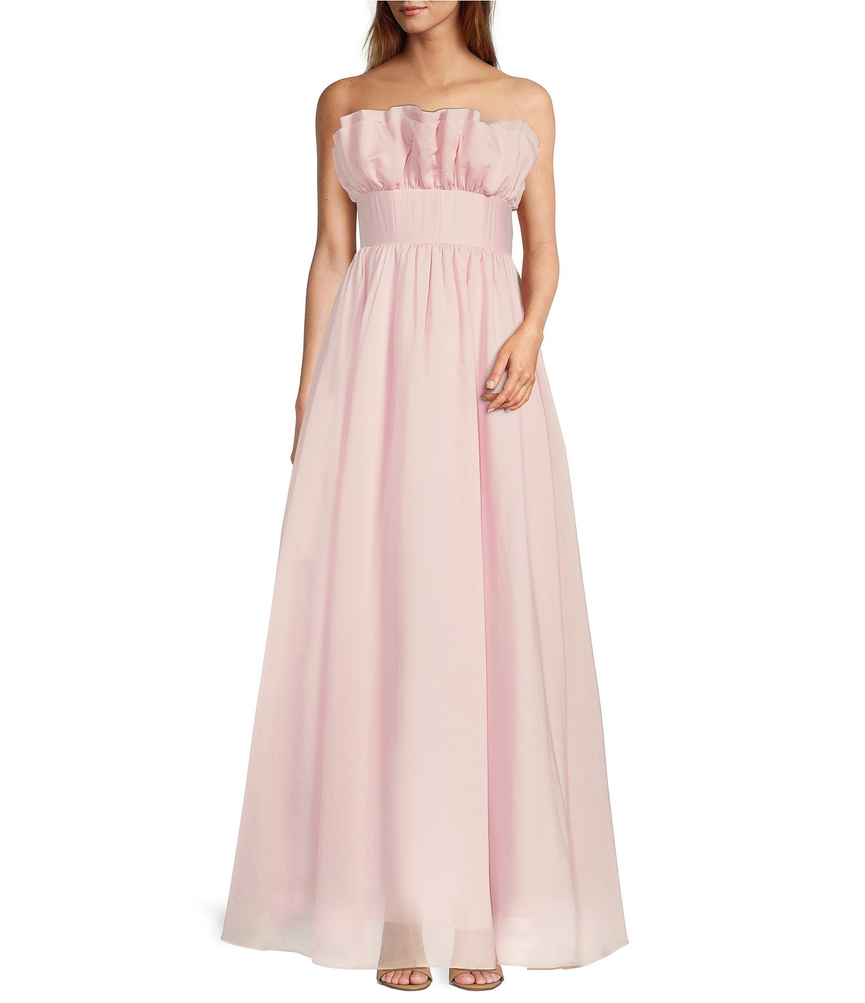Antonio Melani Esperanza Strapless Ruffled A-Line Gown | Dillard's