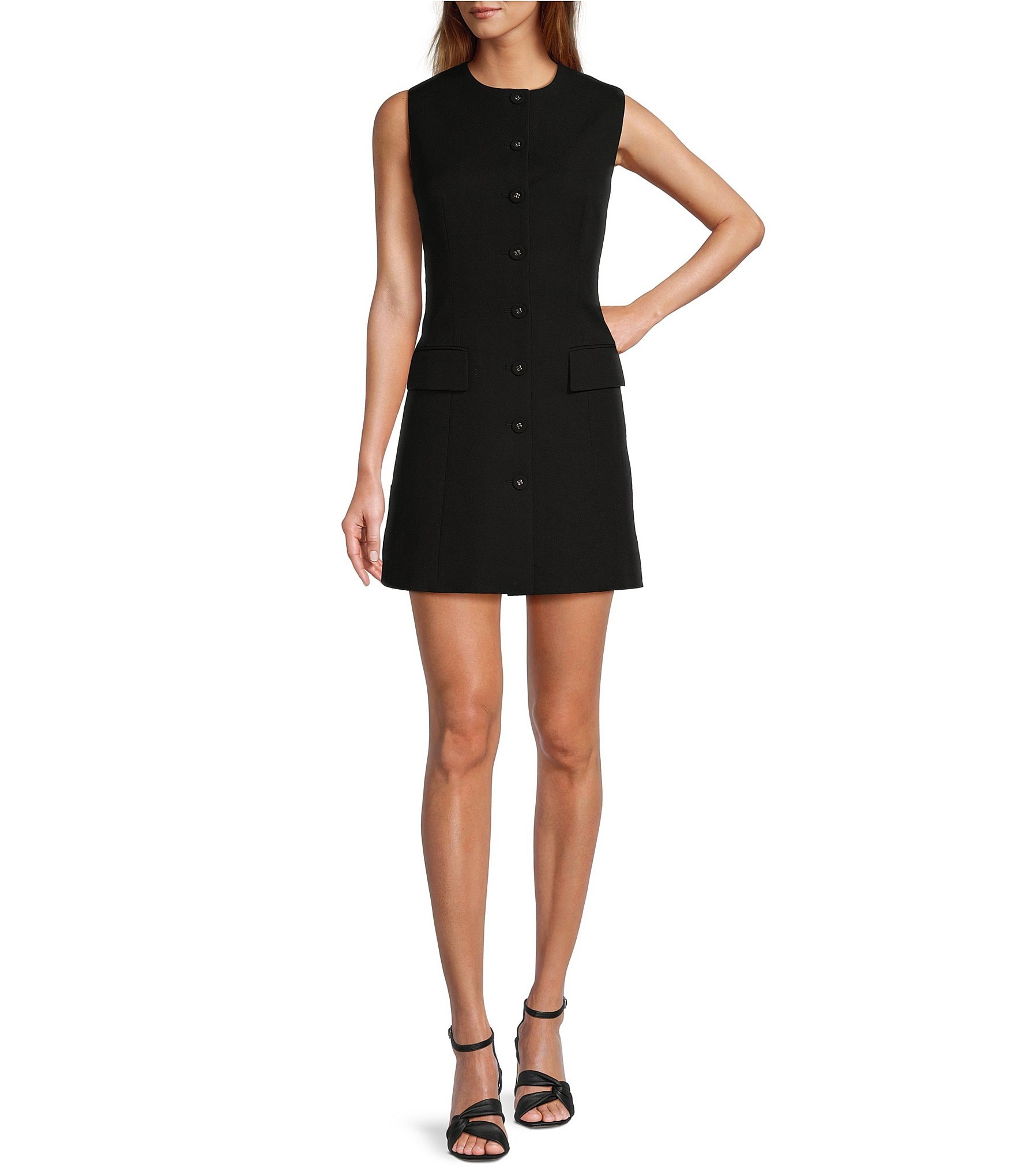 Antonio Melani Gianna Sleeveless A-Line Button Front Dress