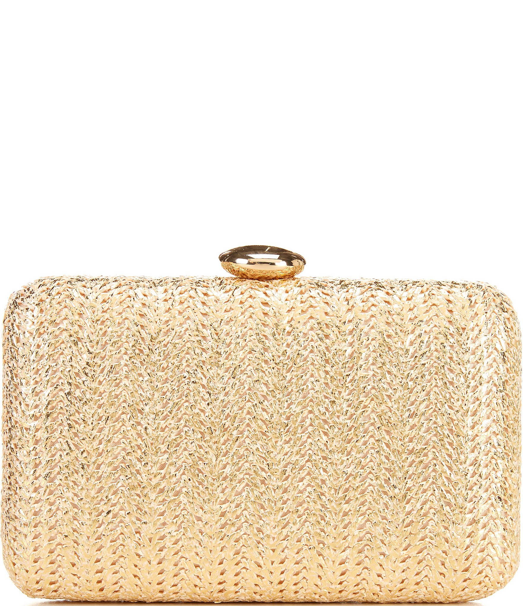 Antonio Melani Gold Straw Minaudiere Clutch