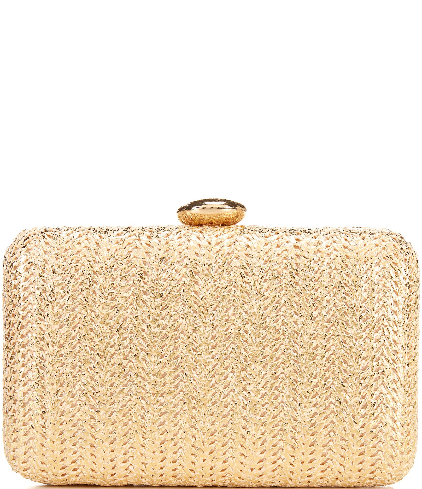 Antonio Melani Gold Straw Minaudiere Clutch